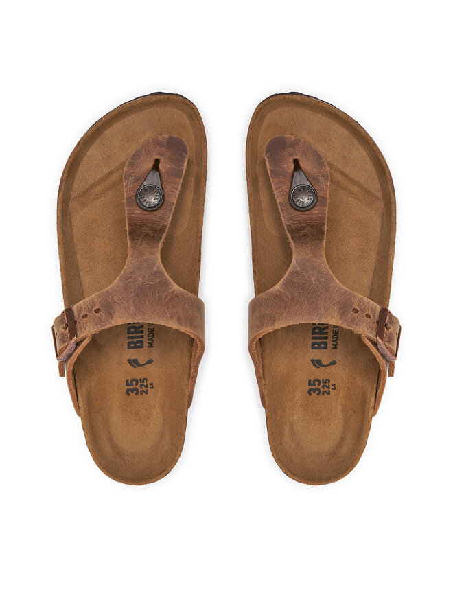 картинка Сланцы Birkenstock Gizeh из нубука, коричневые от магазина Одежда+