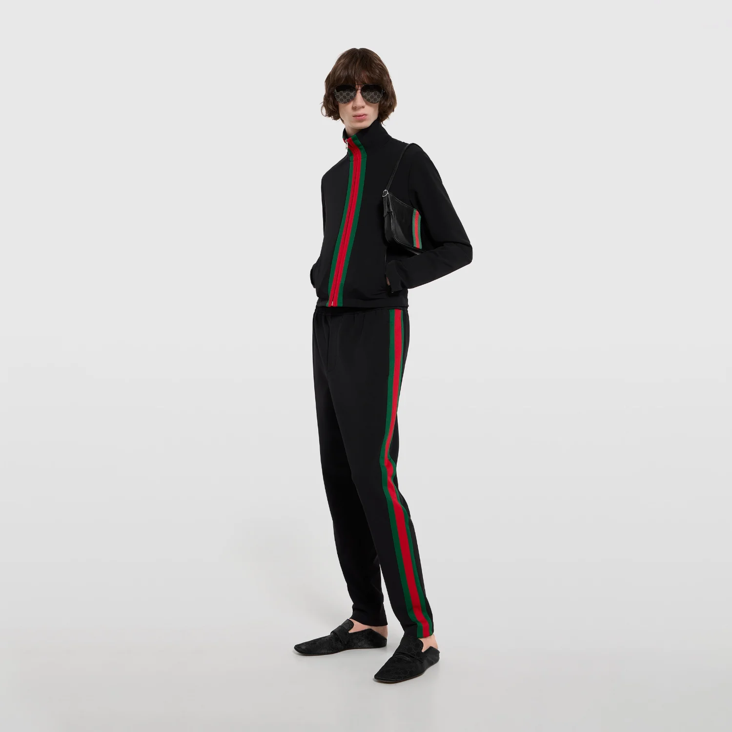 картинка Куртка Gucci Stretch Nylon Zip With Web, черный от магазина Одежда+