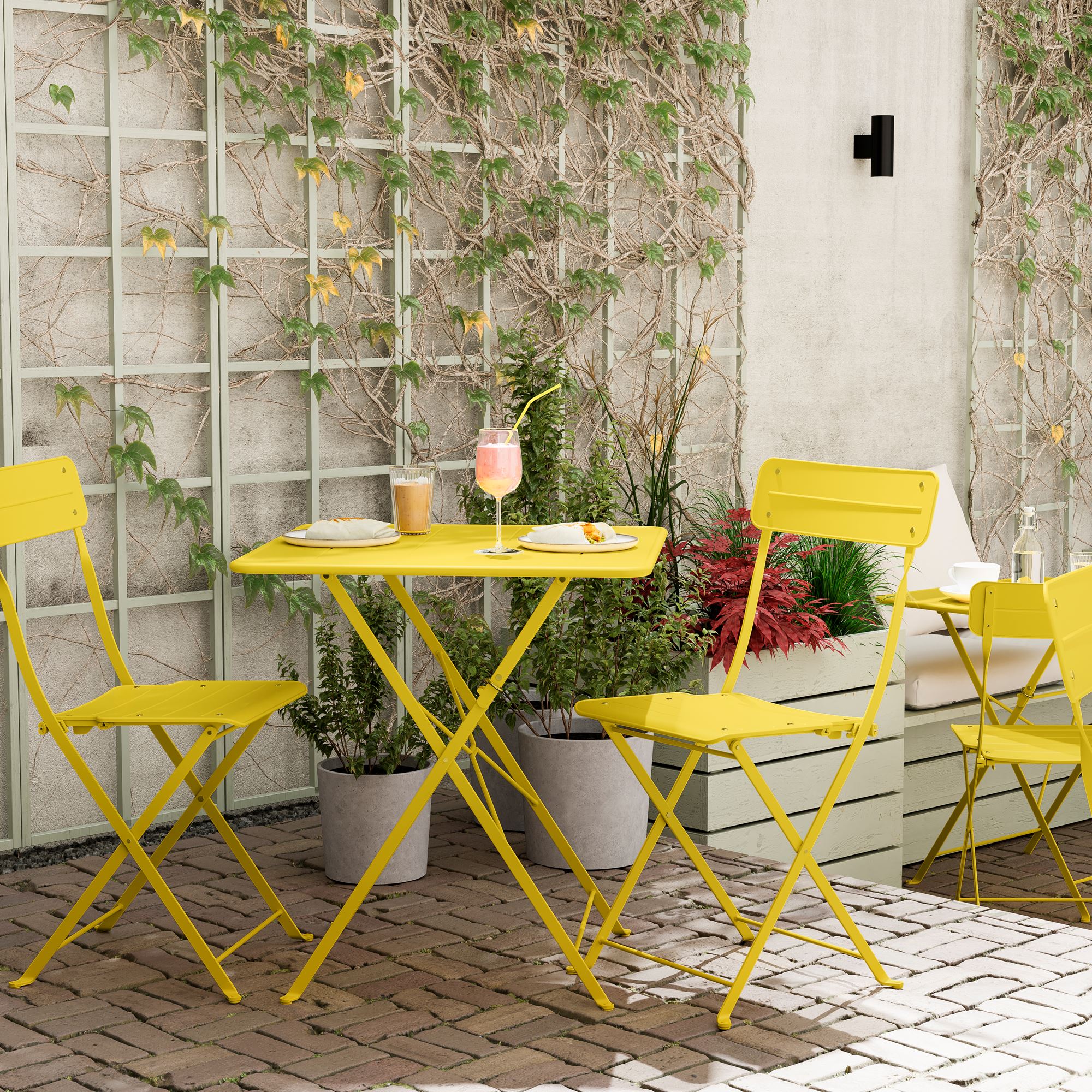 картинка Складной стол SUNDSÖ IKEA, 65x65, желтый от магазина Одежда+