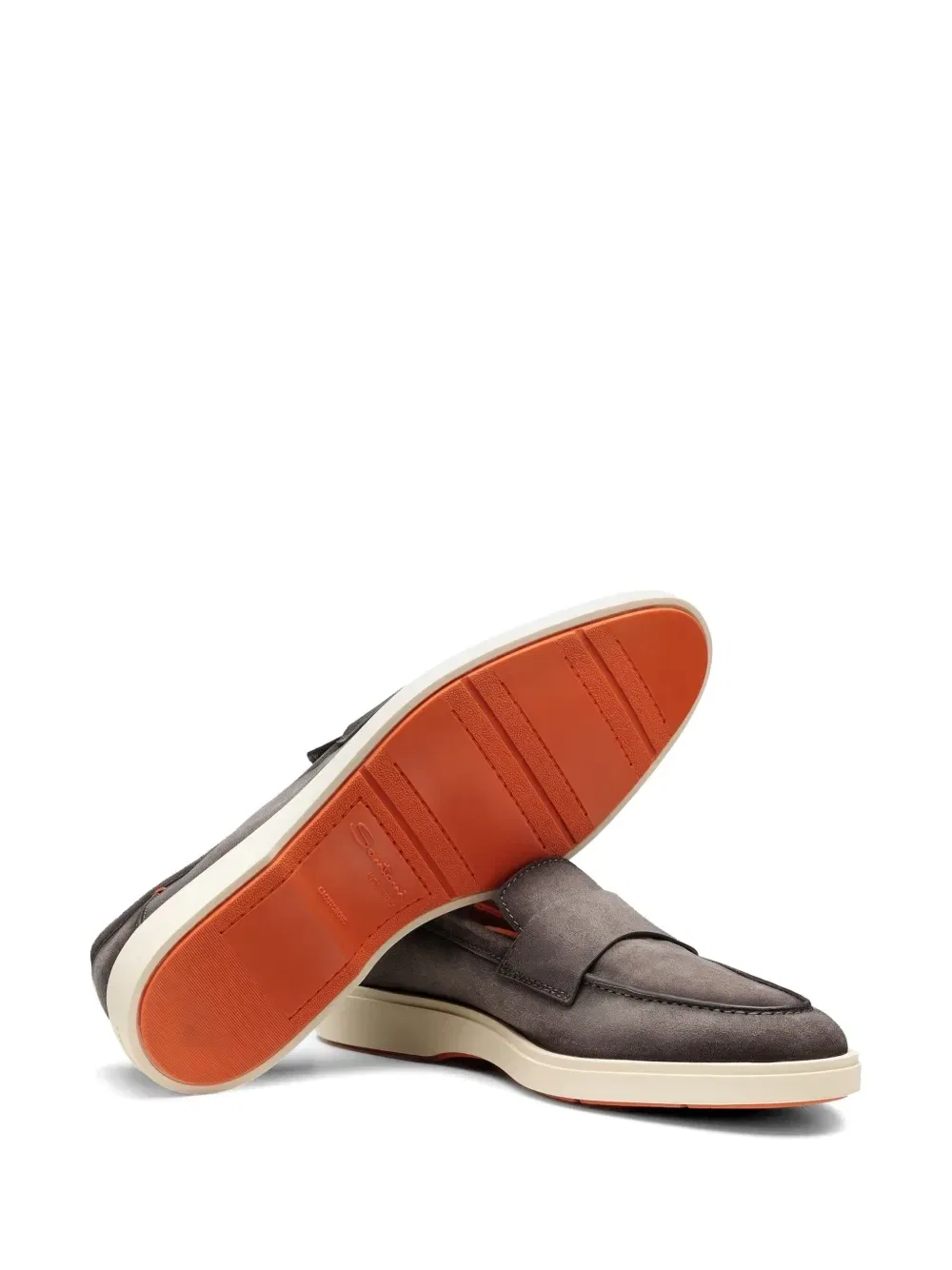 картинка Замшевые пенни-лоферы Santoni, серый от магазина Одежда+