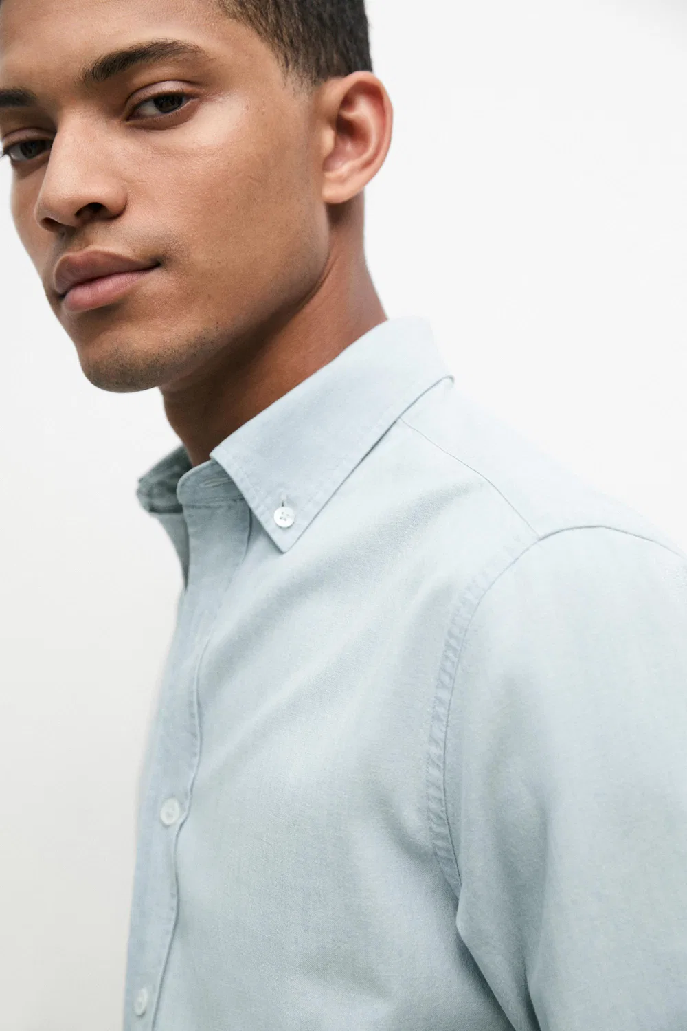картинка Рубашка Massimo Dutti 100% Cotton Denim, небесно-голубой от магазина Одежда+