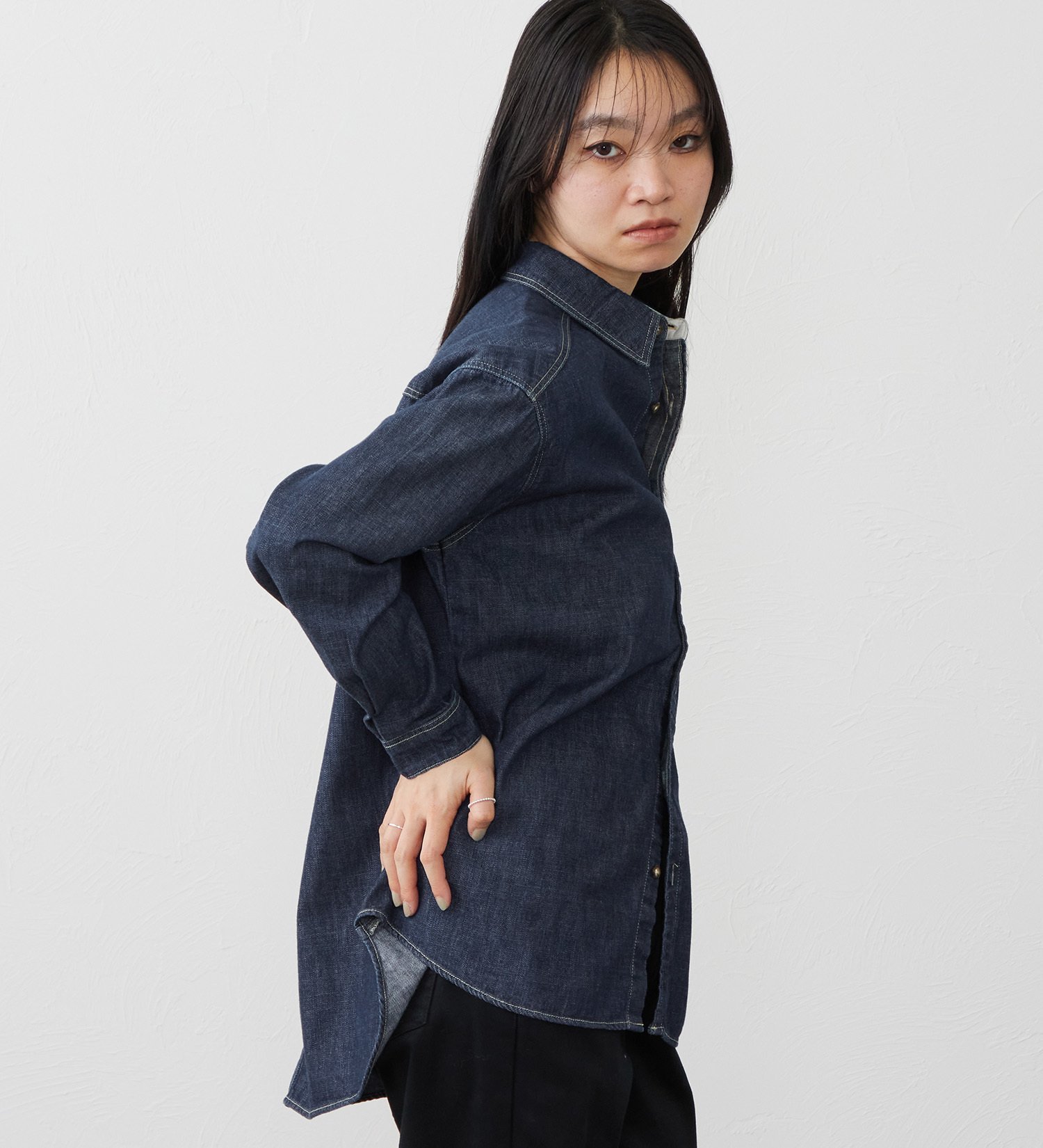 картинка Джинсовая рубашка с крупным силуэтом Edwin, Dark blue от магазина Одежда+