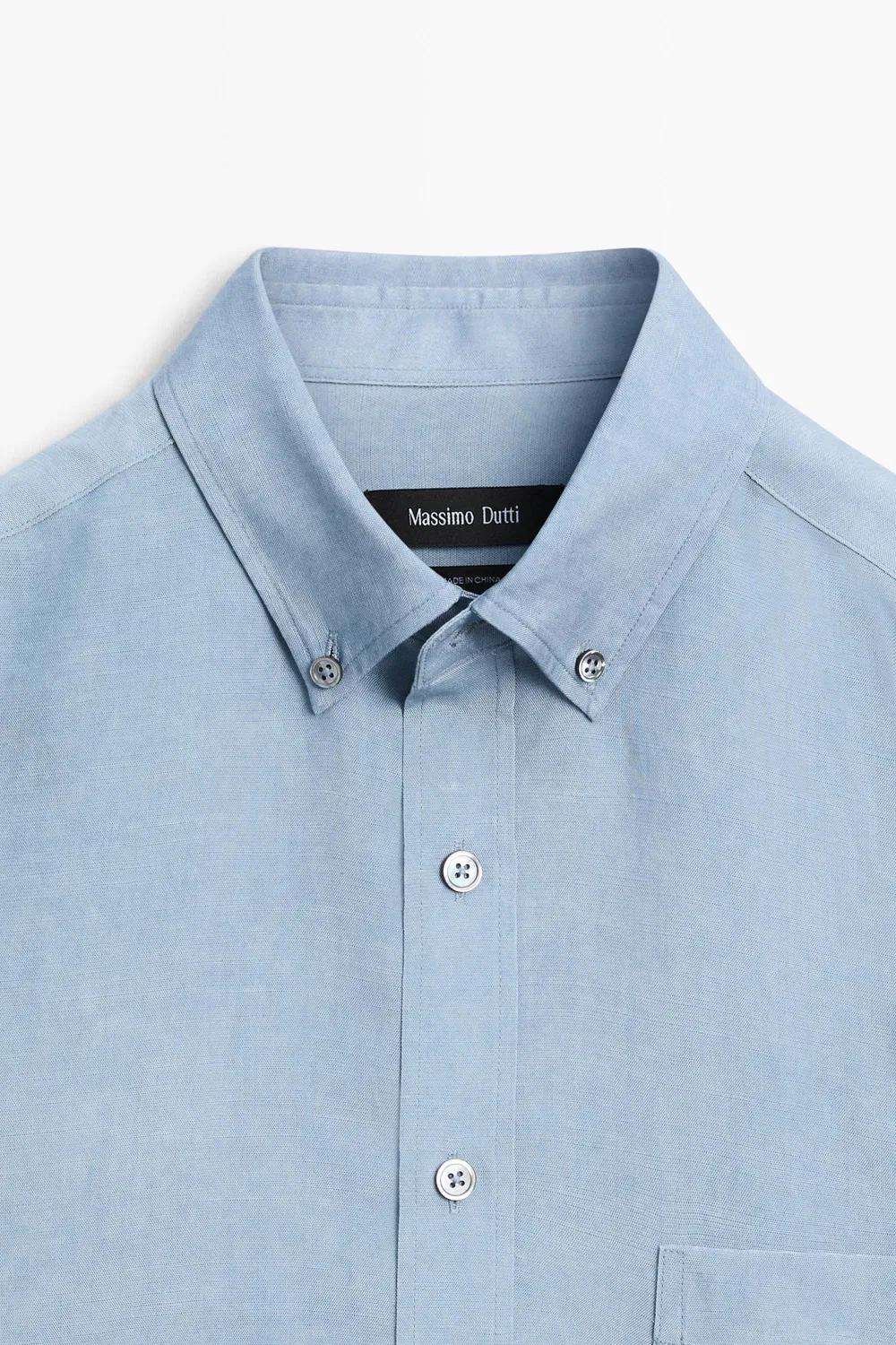 картинка Рубашка Massimo Dutti Flowing Regular Fit Lyocell-Linen, синий от магазина Одежда+