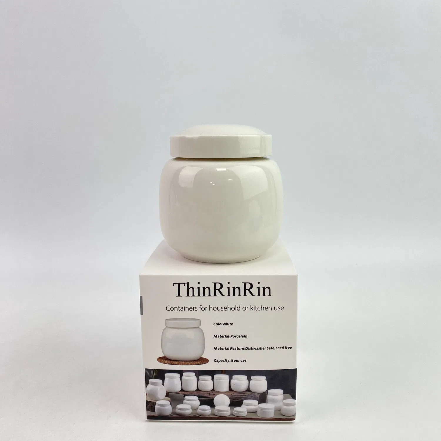картинка Сахарница керамическая, 8 унций, ThinRinRin, white от магазина Одежда+