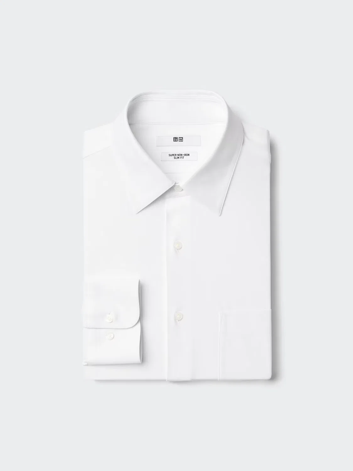 картинка Рубашка Uniqlo, приталенная, эластичная, белая от магазина Одежда+