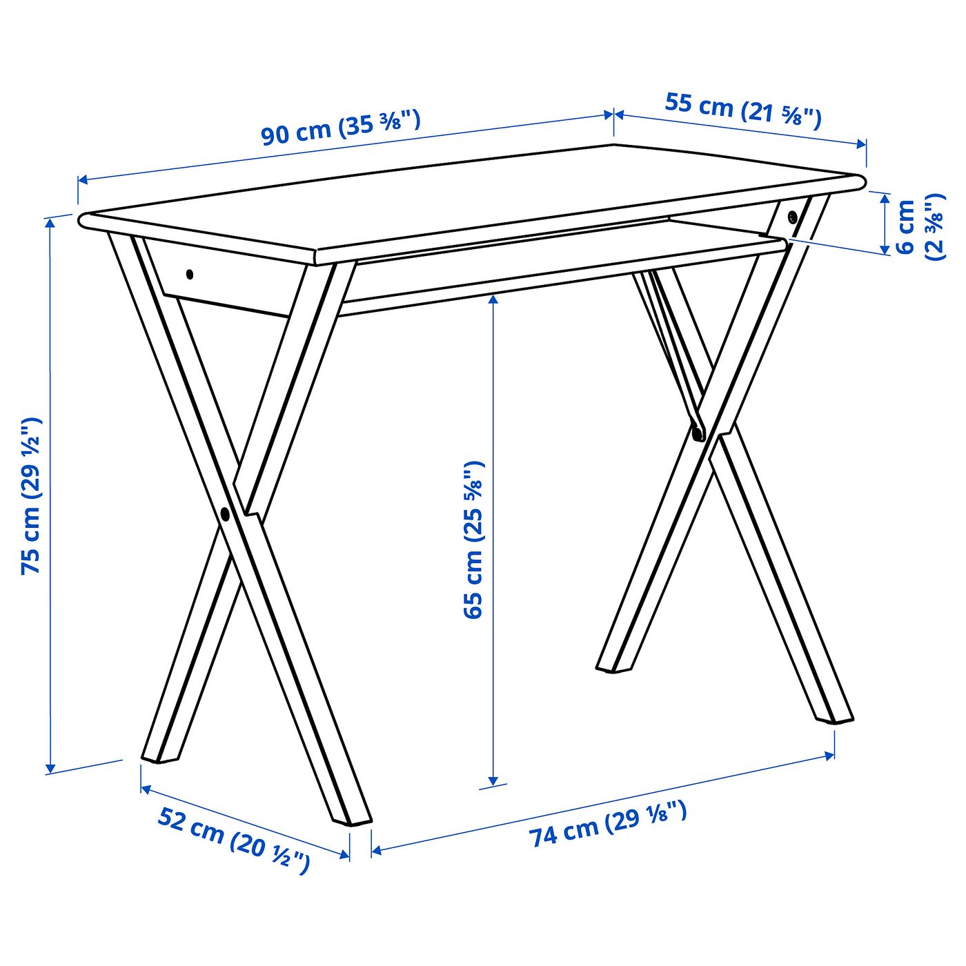 картинка Стол, сосна/белый, 90x55 см IKEA Bollpojke от магазина Одежда+