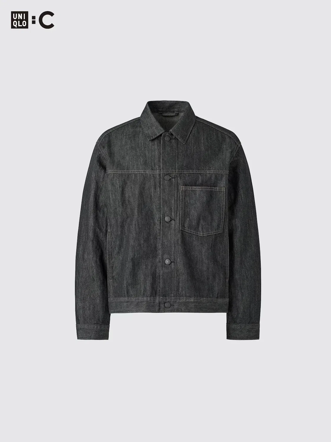 картинка Джинсовая куртка Uniqlo, для повседневной носки, черный от магазина Одежда+