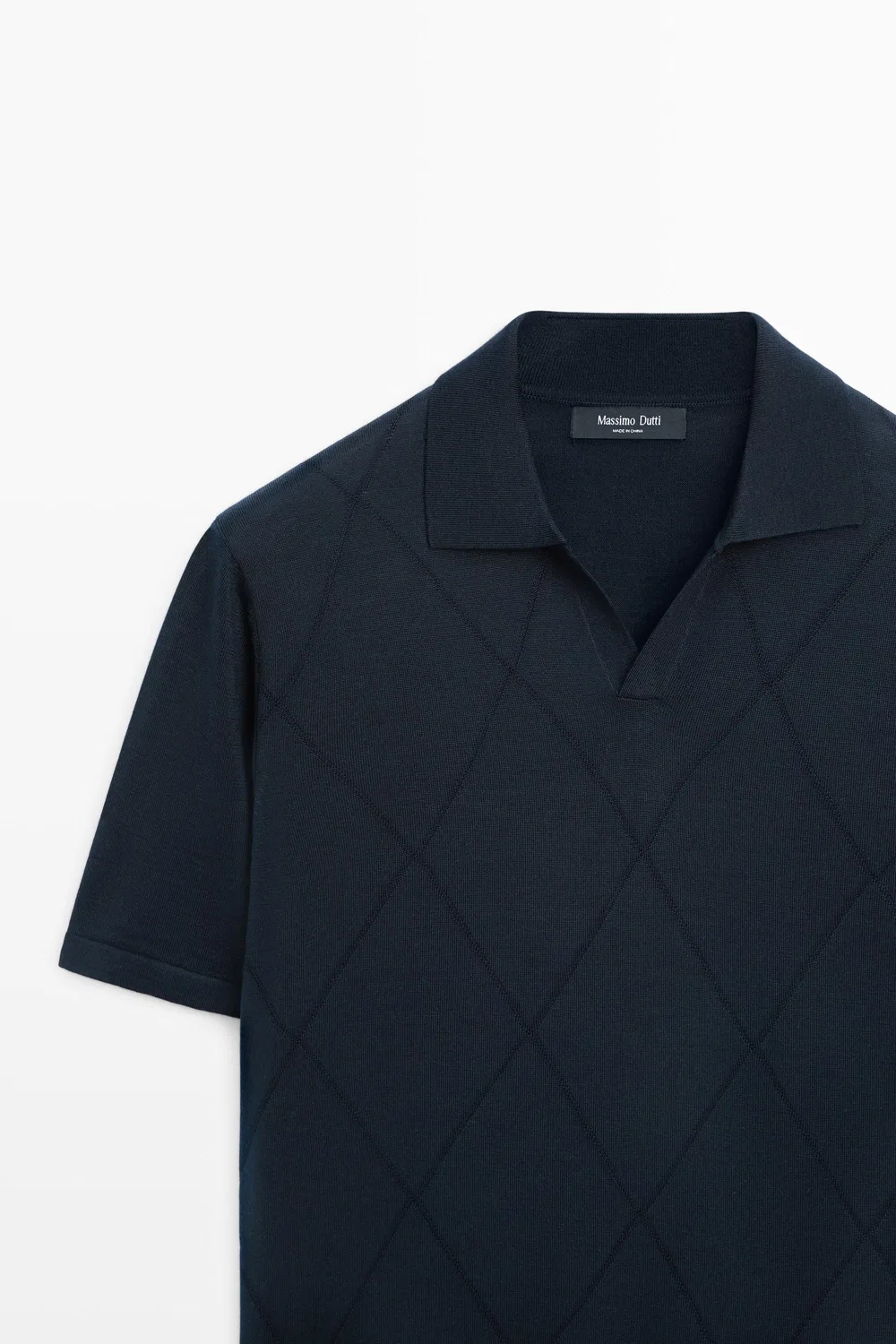 картинка Свитер-поло Massimo Dutti Argyle Knit, темно-синий от магазина Одежда+
