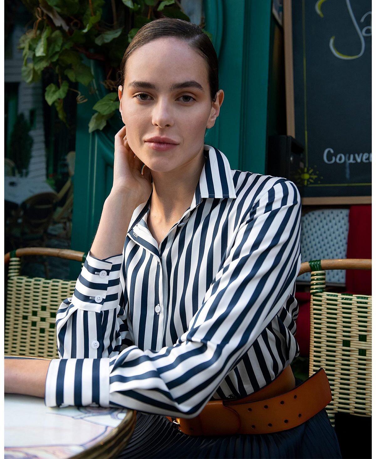 картинка Женская шелковая рубашка в полоску Амальфи LILYSILK от магазина Одежда+