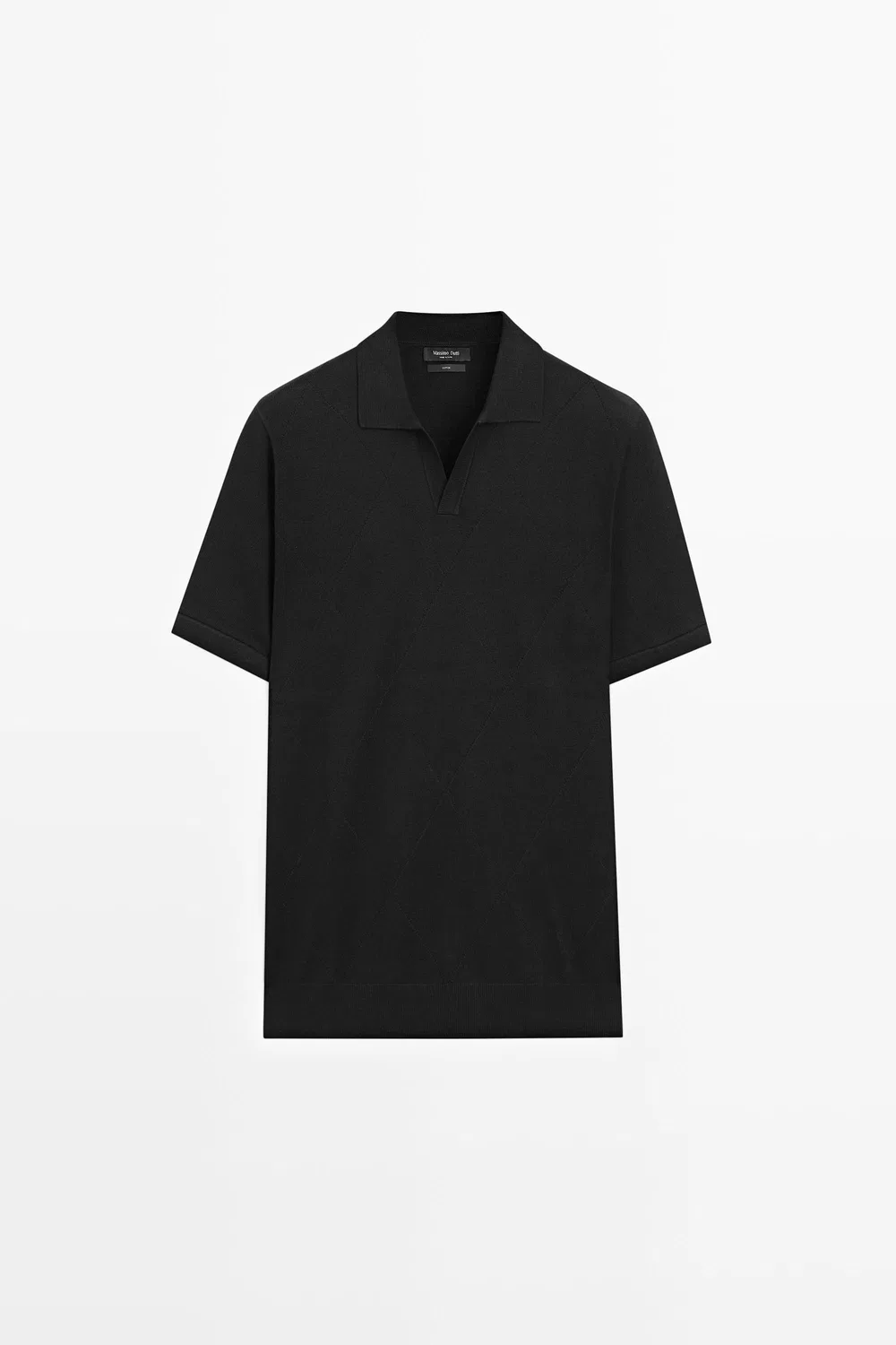 картинка Поло Massimo Dutti 100% Cotton Intarsia Knit Shirt, черный от магазина Одежда+