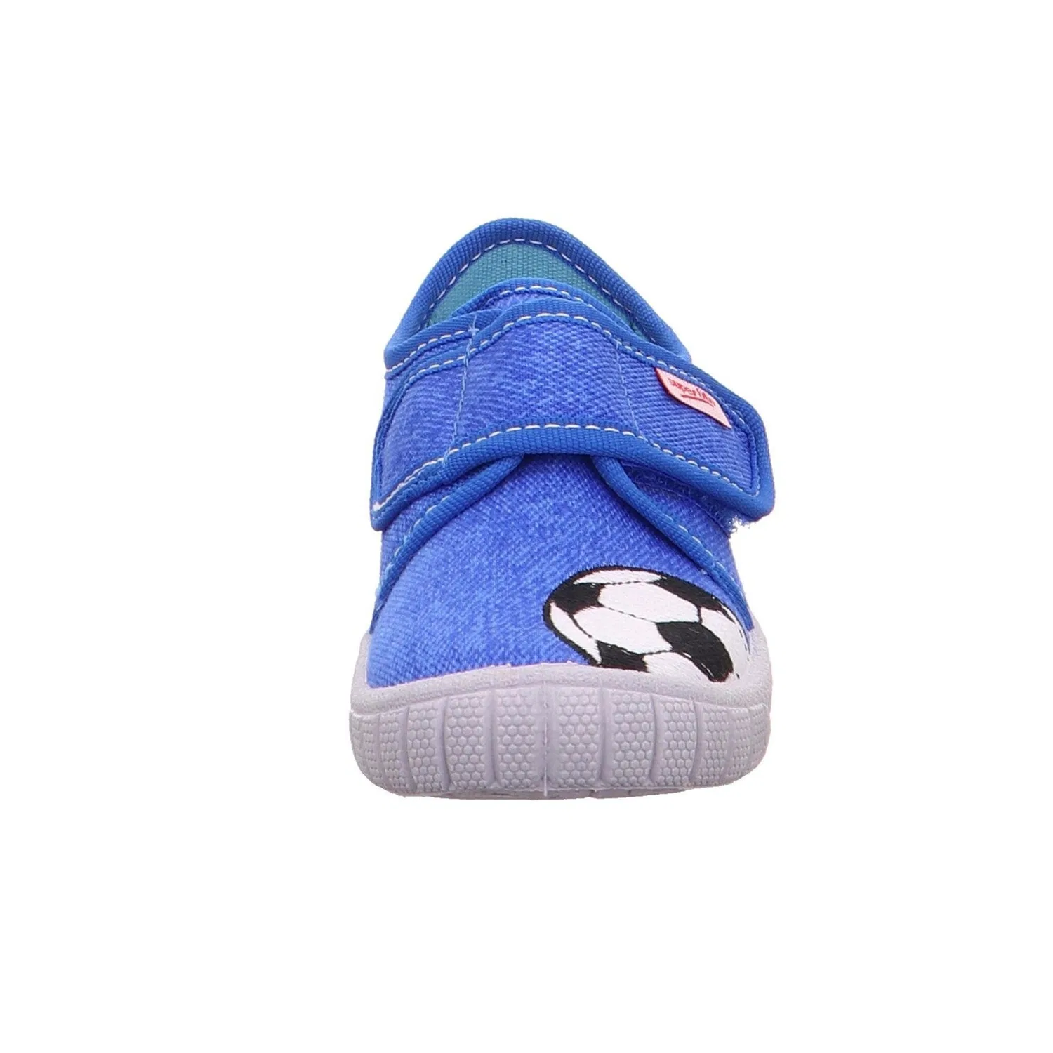 картинка Детские текстильные тапочки с футбольной вышивкой Superfit, Blue/White от магазина Одежда+