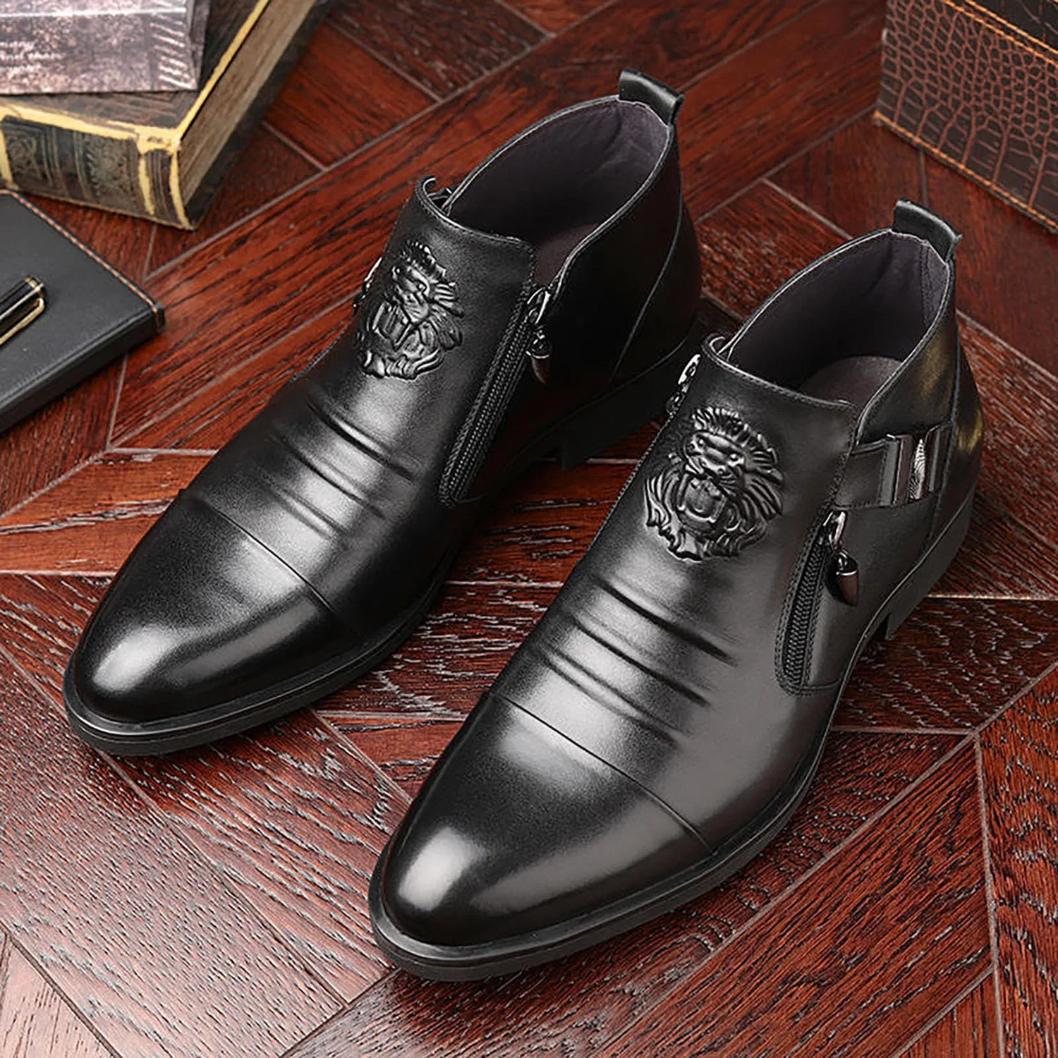 картинка Мужские ботильоны с тиснением на молнии Chelsea Boots, Black от магазина Одежда+