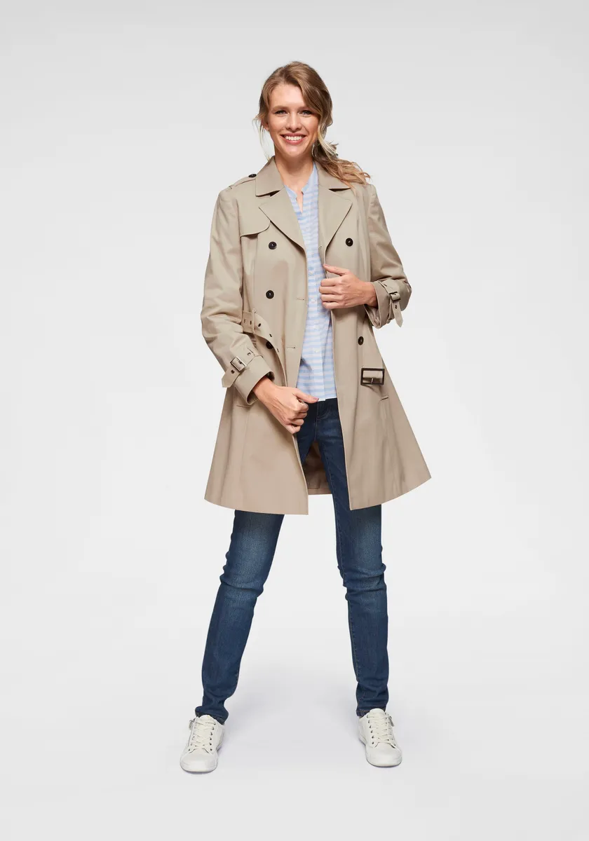 картинка Тренч Aniston CASUAL с регулируемым поясом, бежевый от магазина Одежда+
