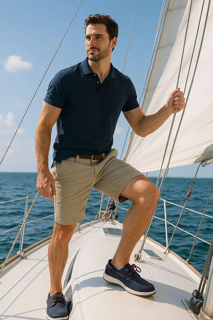 картинка Мужские топсайдеры на шнуровке с контрастной строчкой Nautica, Zapato Denim от магазина Одежда+