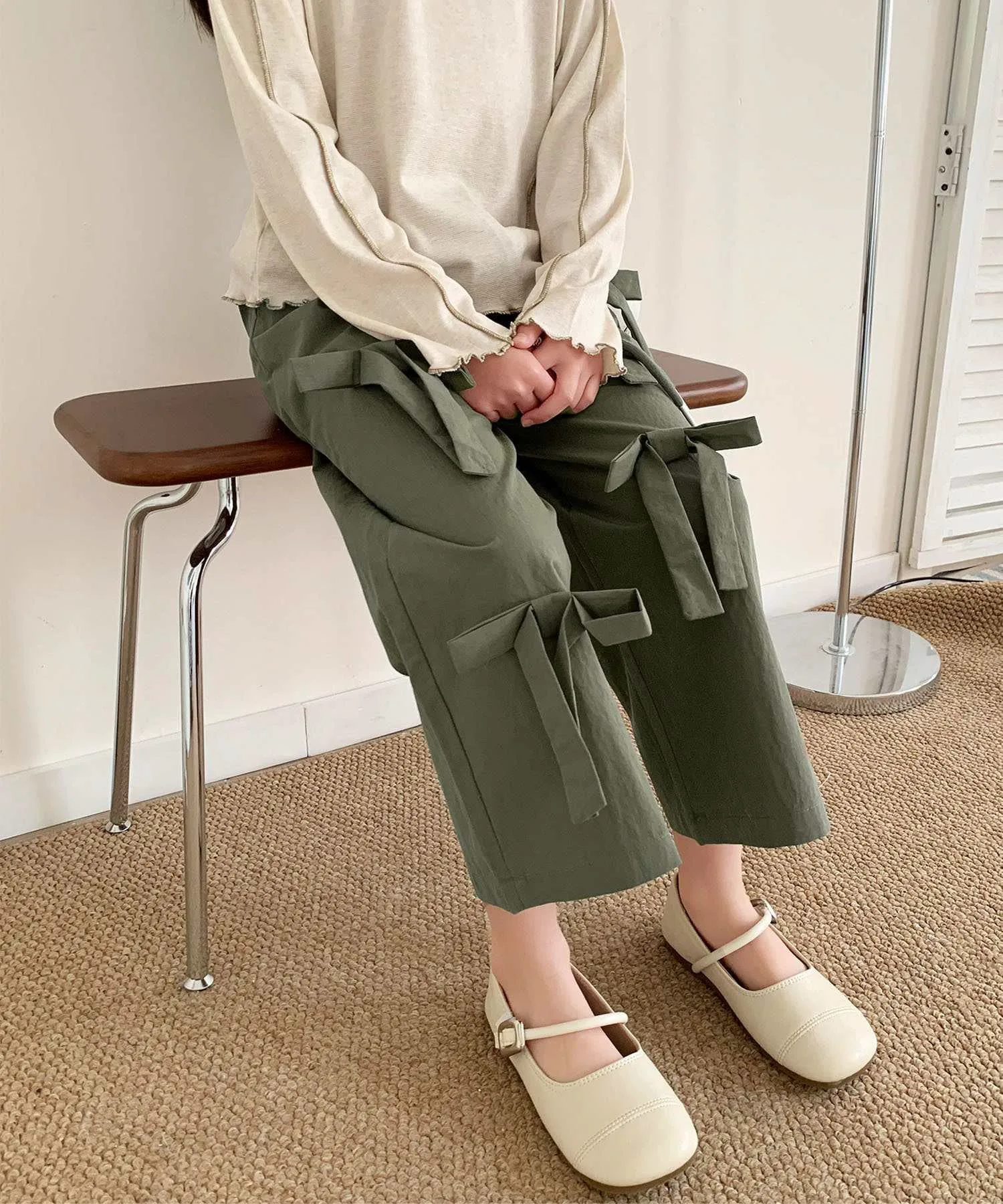 картинка Детские широкие штаны с передней лентой Aimoha Kids, Khaki от магазина Одежда+