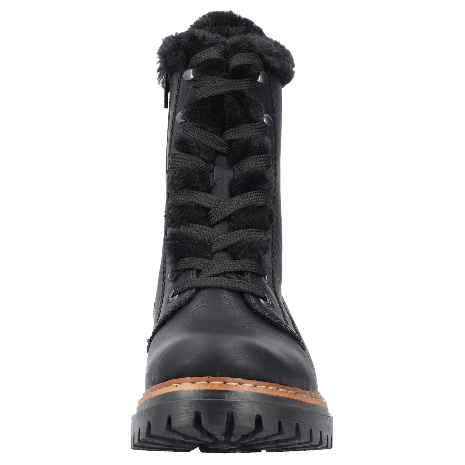 картинка Женские зимние дутики на шнуровке Rieker, Black от магазина Одежда+