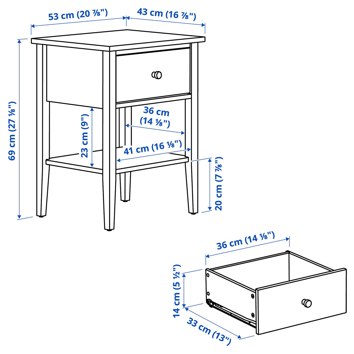 картинка Прикроватная тумба IKEA GULLABERG, 53x43x69 см, серый от магазина Одежда+