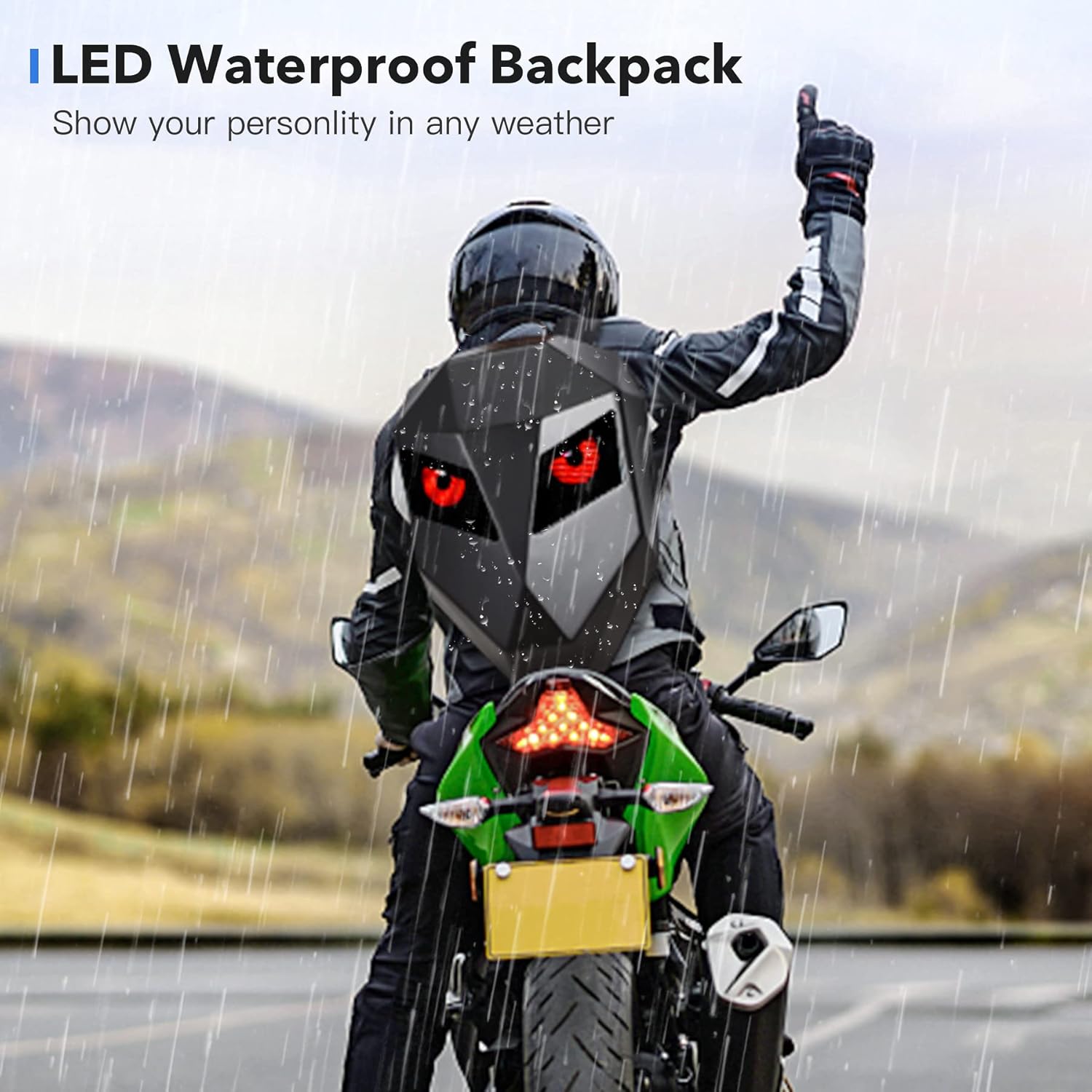 картинка Мотоциклетный LED-рюкзак Dabashan, 30 л, чёрный от магазина Одежда+