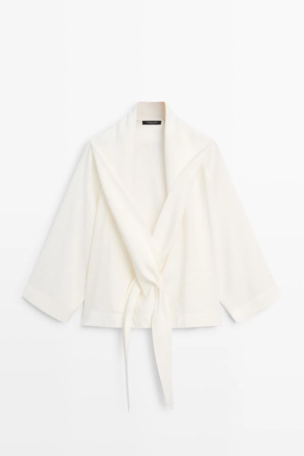 картинка Рубашка Massimo Dutti, струящаяся из льняной смеси с завязками, белый от магазина Одежда+