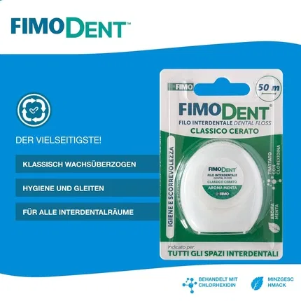 картинка Зубная нить 50 м Classic Waxed Fimodent от магазина Одежда+