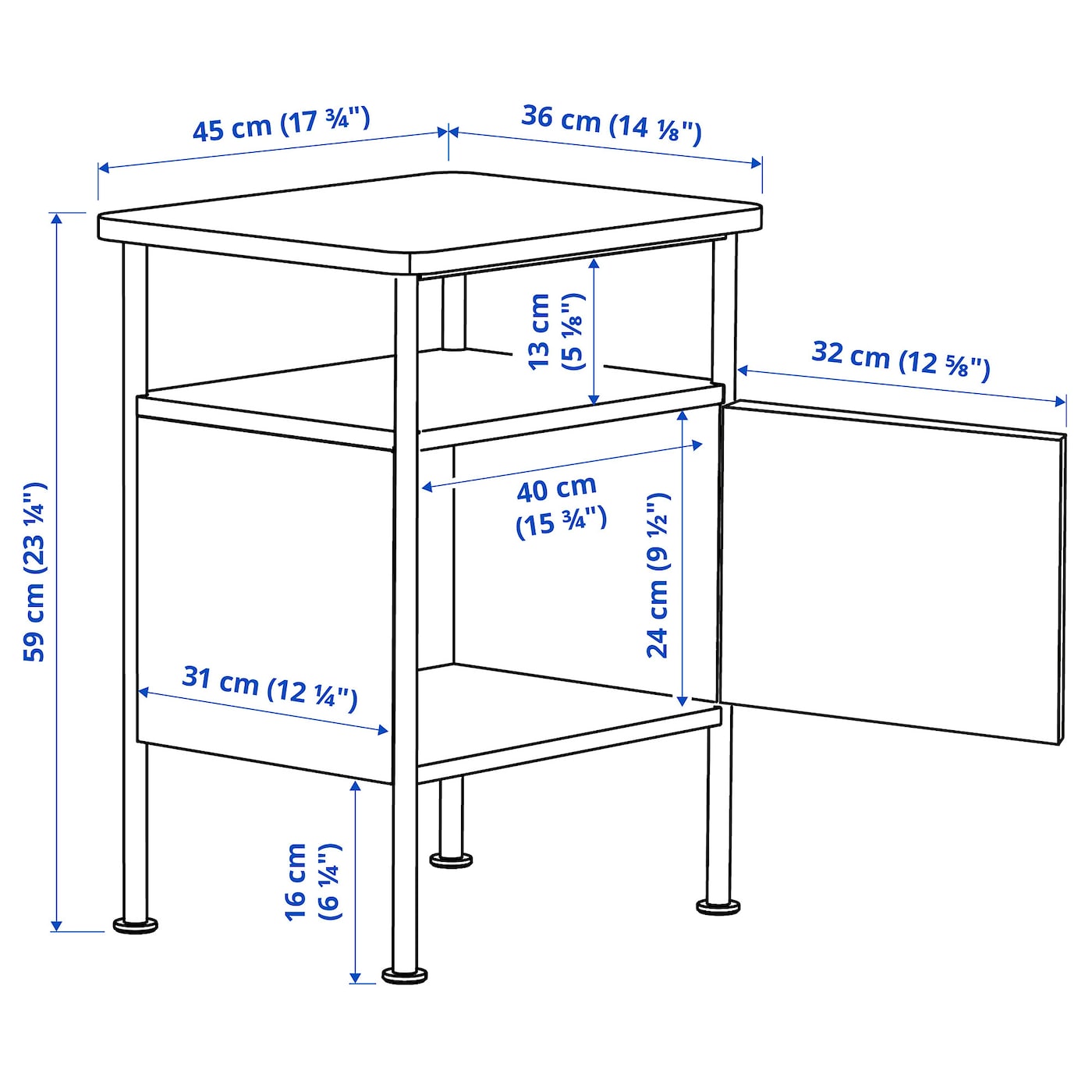 картинка Прикроватная тумба IKEA GRАFJАLLET, 45x36x59 см, антрацит от магазина Одежда+