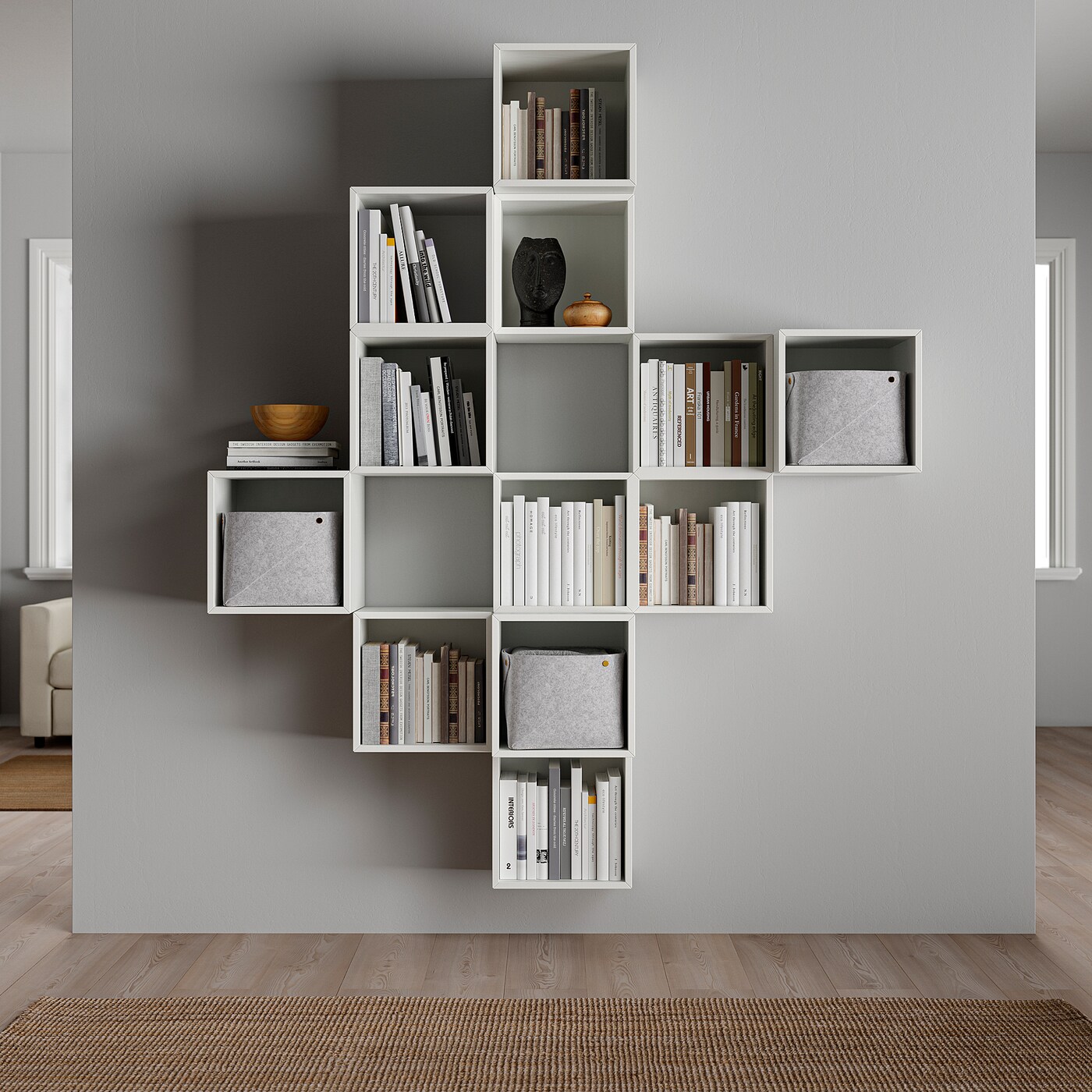 картинка Настенные шкафы Ikea Eket, 175x35x210 см, белый от магазина Одежда+