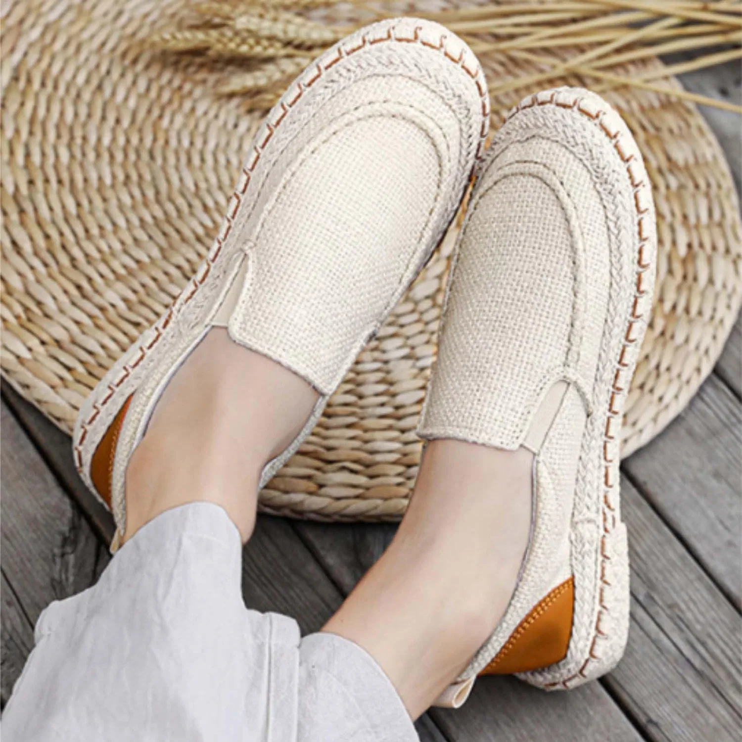картинка Мужские спортивные тапочки с плоской подошвой, Beige от магазина Одежда+