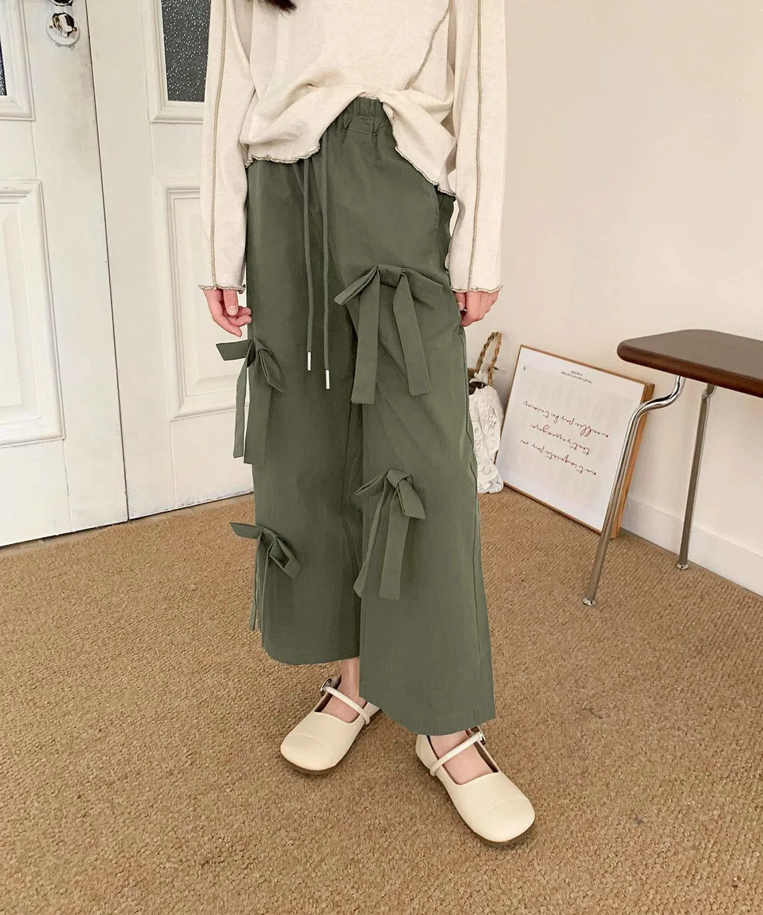 картинка Детские широкие штаны с передней лентой Aimoha Kids, Khaki от магазина Одежда+