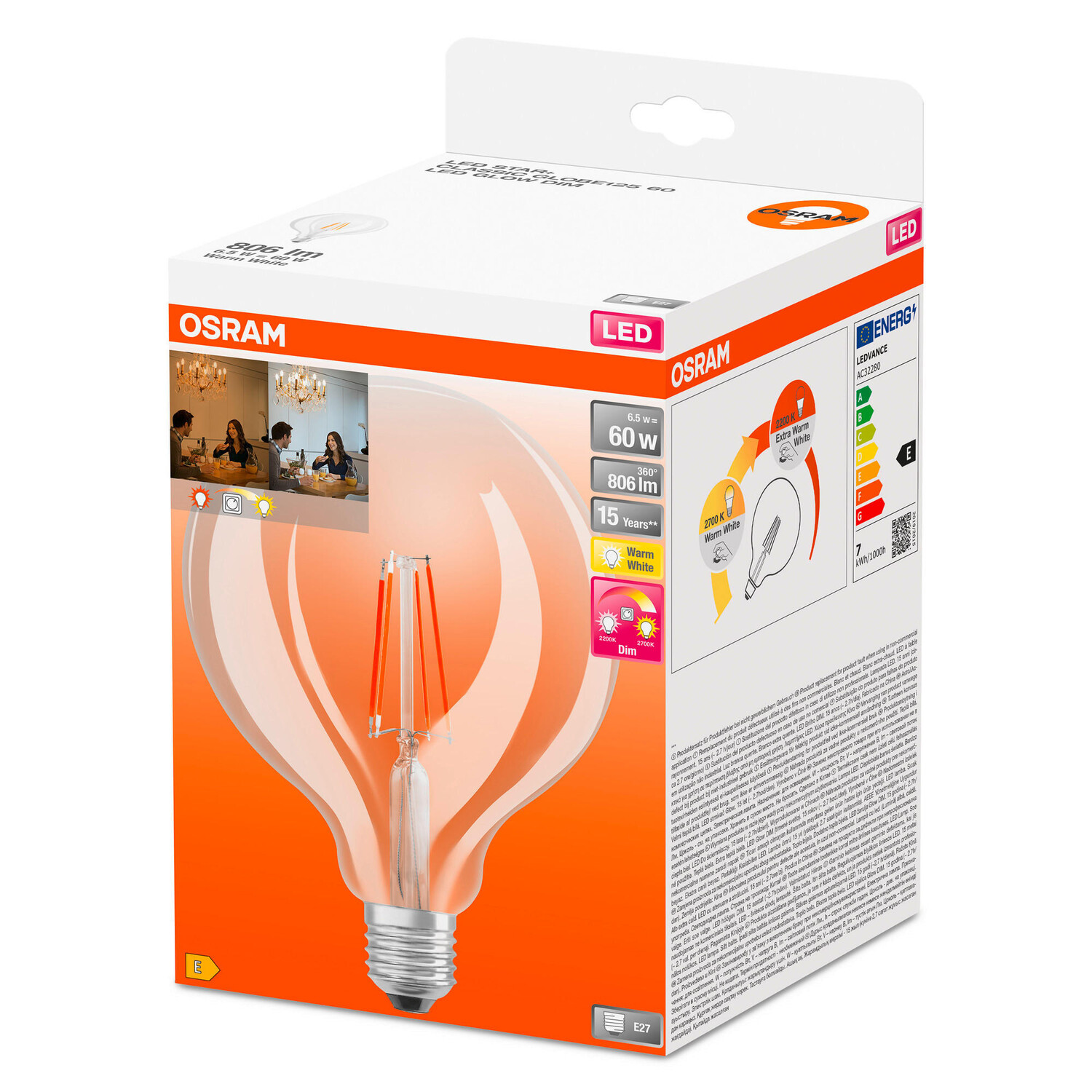 картинка Светодиодная лампочка Osram, 12,4x16,8 см, прозрачный от магазина Одежда+