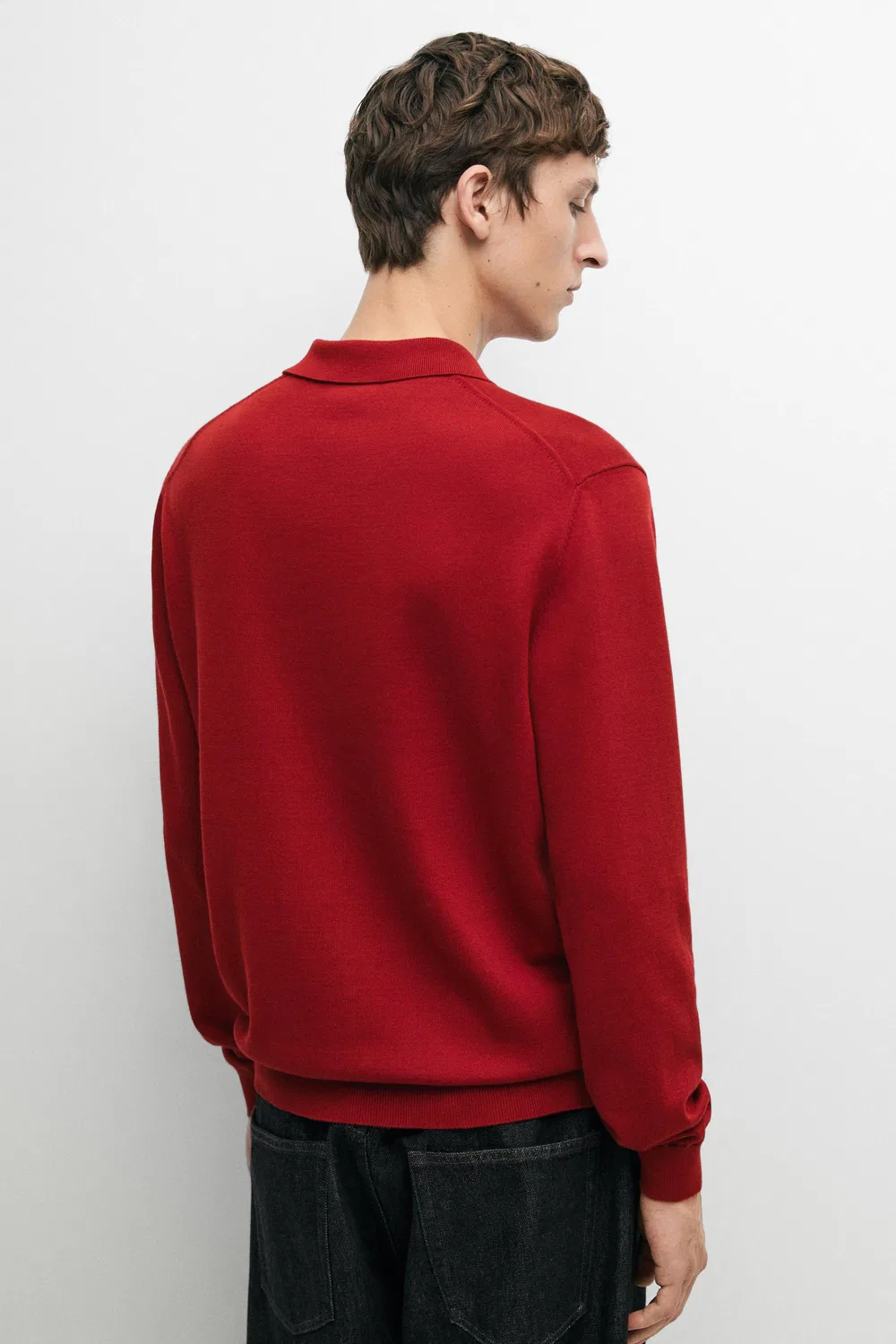 картинка Свитер-поло Massimo Dutti 100% Cotton Knit, красный от магазина Одежда+