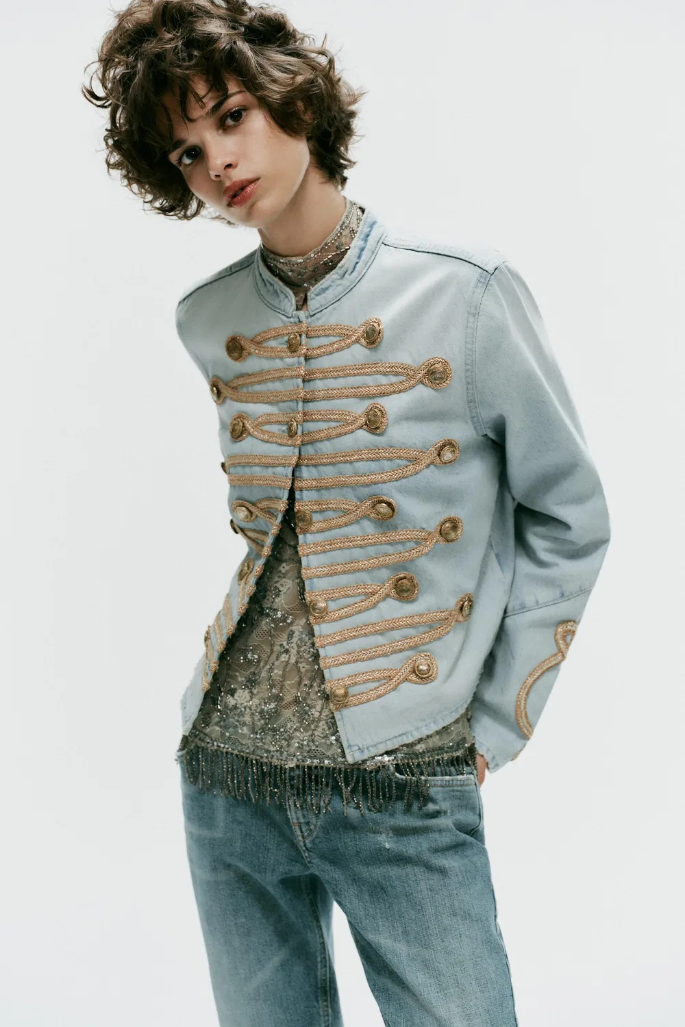 картинка Джинсовая куртка TRF на пуговицах ZARA, Light blue от магазина Одежда+