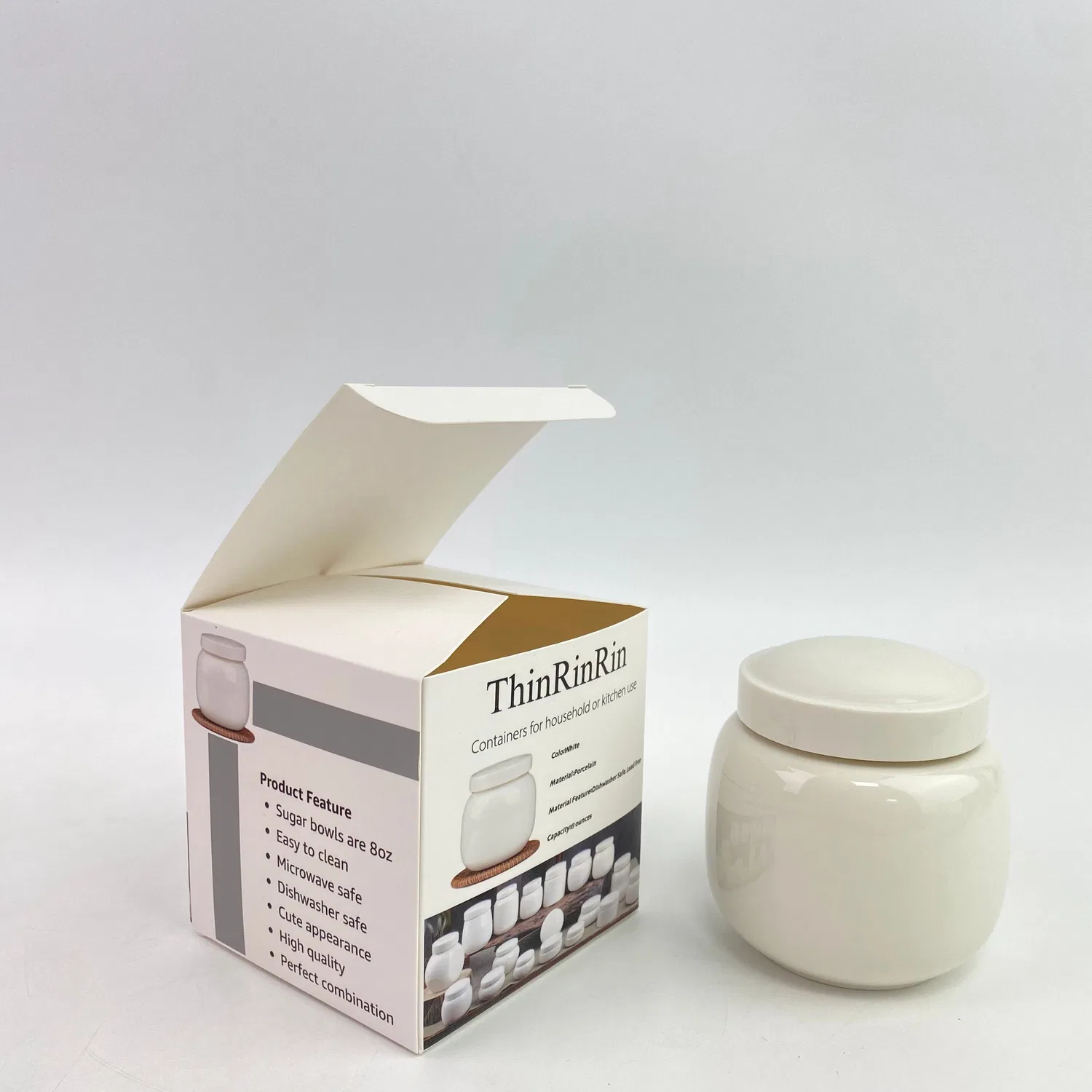 картинка Сахарница керамическая, 8 унций, ThinRinRin, white от магазина Одежда+