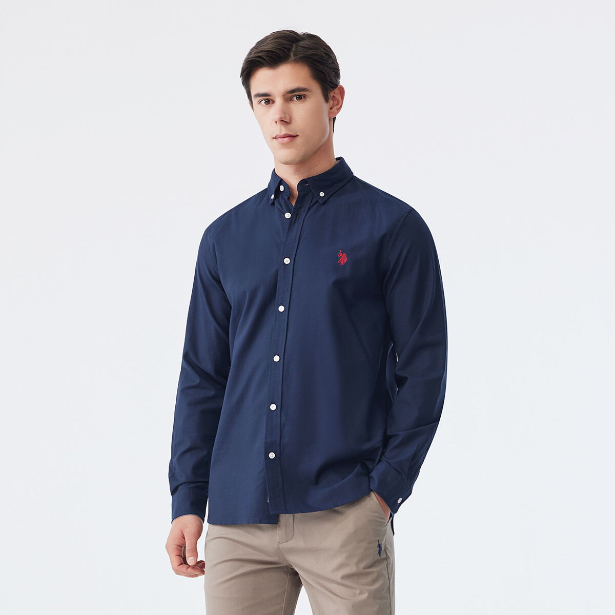 картинка Мужская рубашка U.S. Polo Assn., темно-синяя от магазина Одежда+