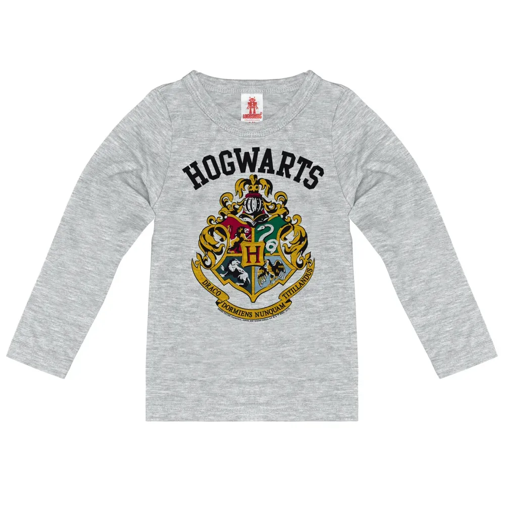 картинка Рубашка с длинными рукавами LOGOSHIRT "Хогвартс" с детальным принтом, серый от магазина Одежда+