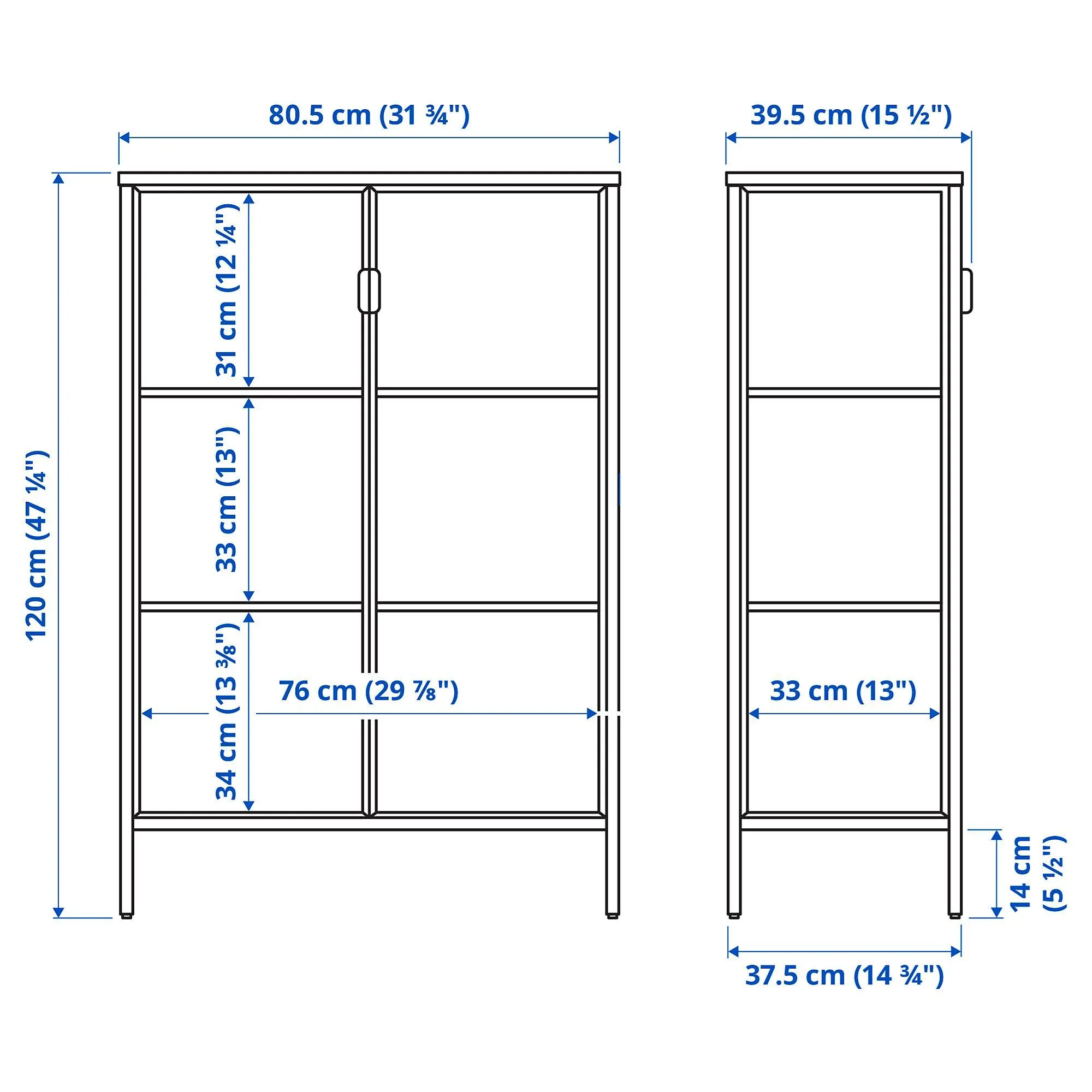 картинка Шкаф-витрина, антрацит, 80x37x120 см, RUDSTA IKEA от магазина Одежда+