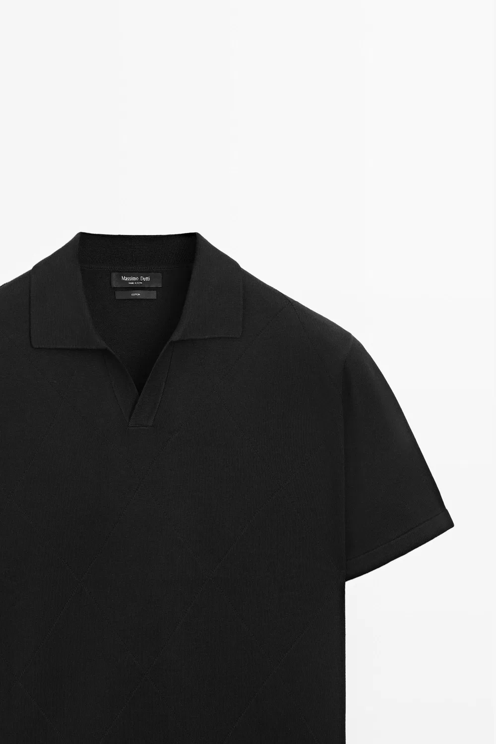 картинка Поло Massimo Dutti 100% Cotton Intarsia Knit Shirt, черный от магазина Одежда+