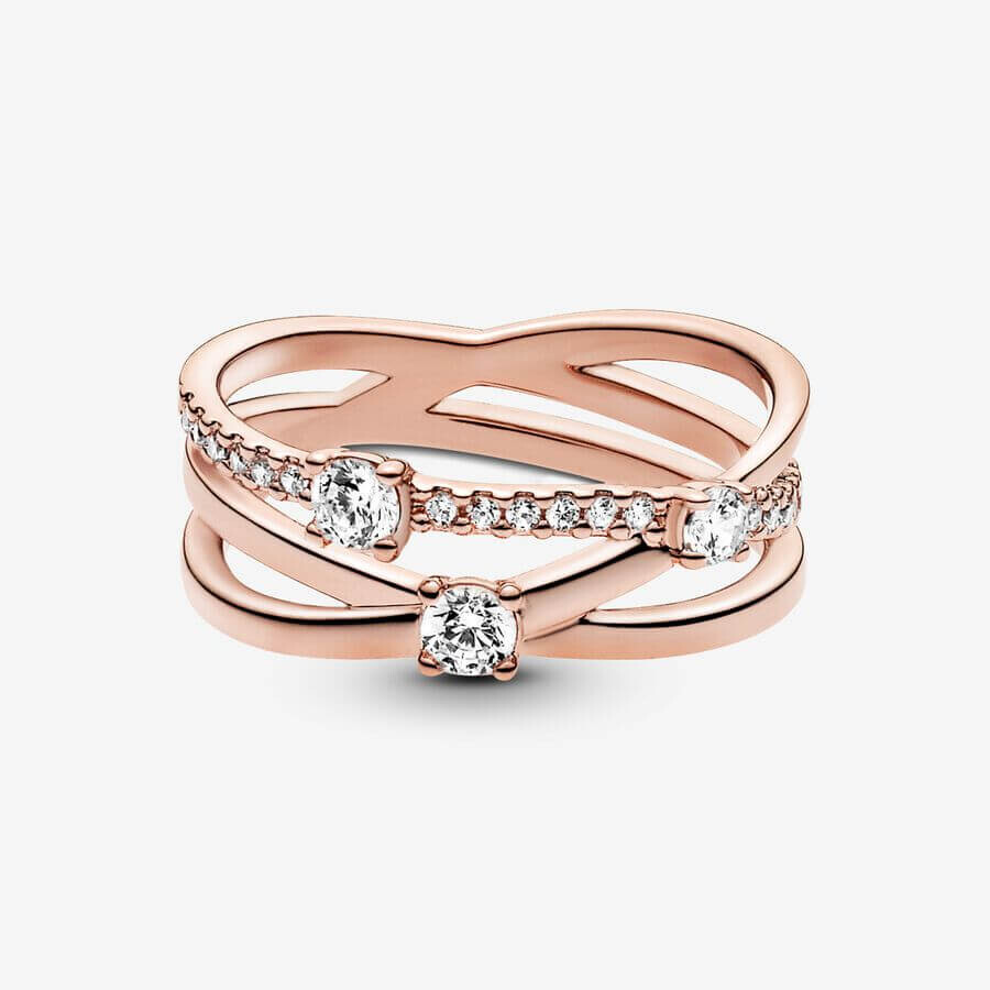 картинка Кольцо Pandora Timeless Sparkling Triple Band, розовое золото от магазина Одежда+