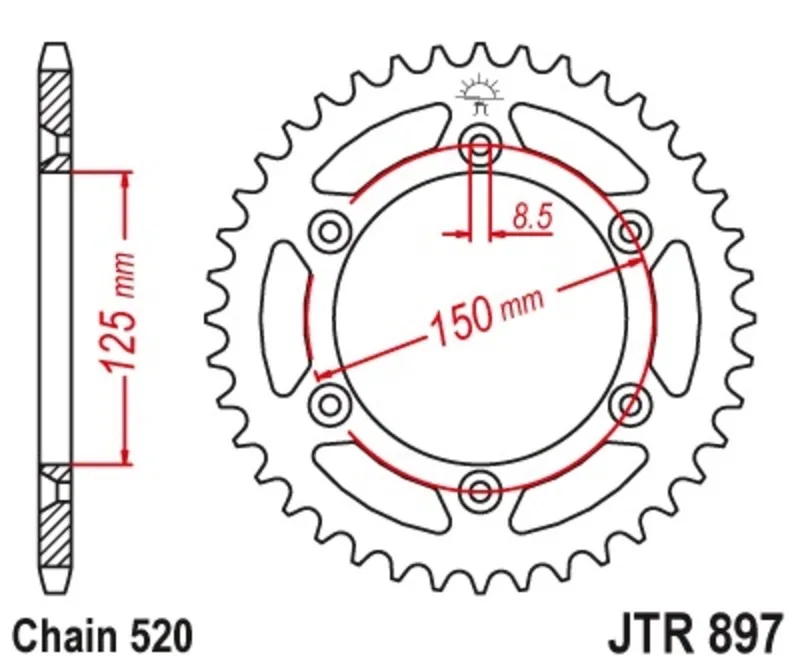 картинка Задняя звезда JT SPROCKETS 520, 41 зуб от магазина Одежда+