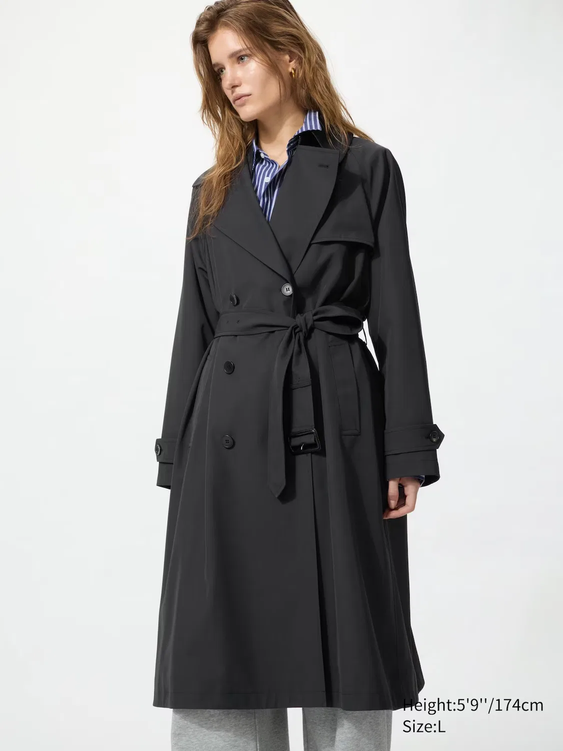 картинка Тренч Uniqlo, классический, черный от магазина Одежда+