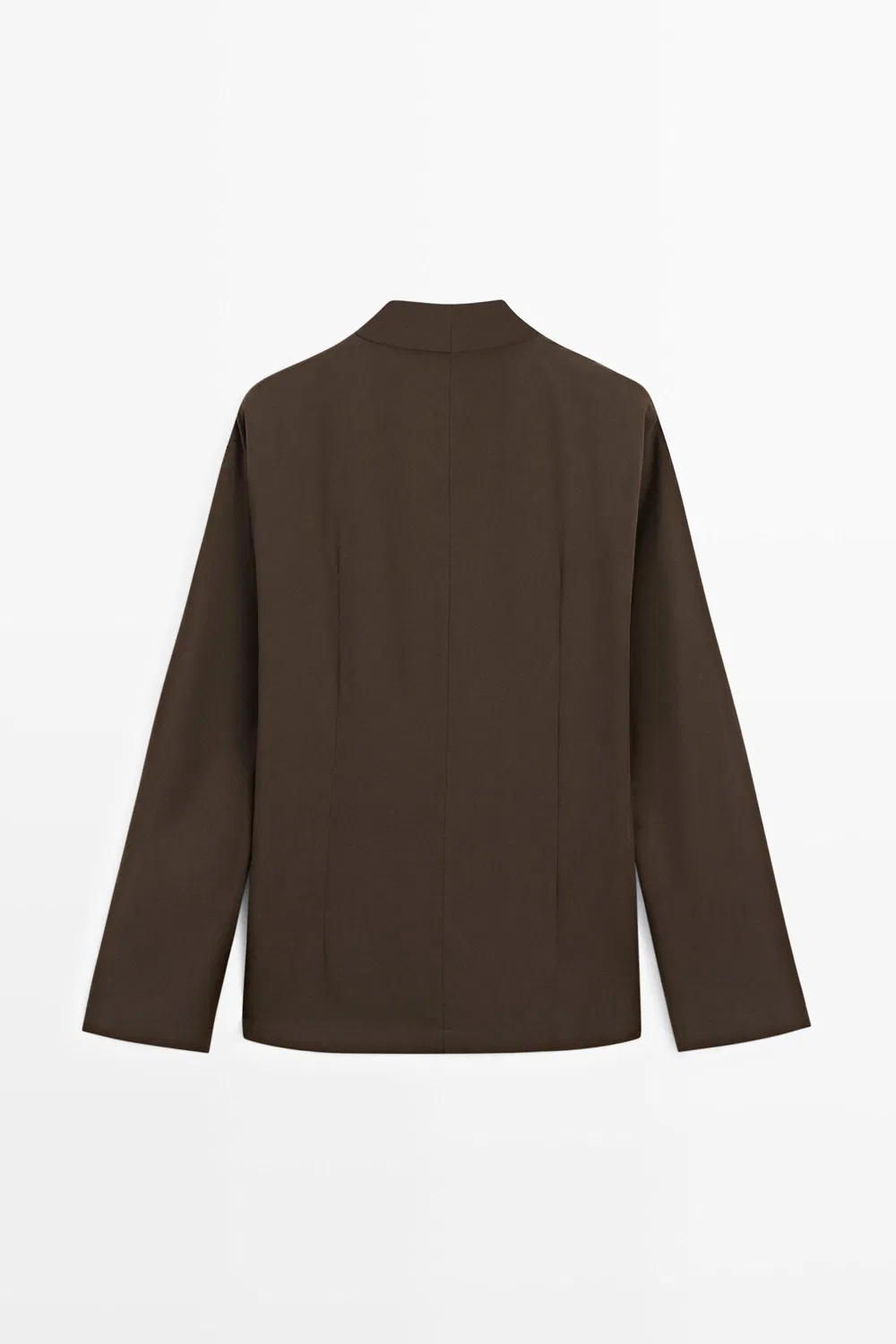 картинка Блузка Massimo Dutti, струящаяся, с драпировкой, коричневая от магазина Одежда+