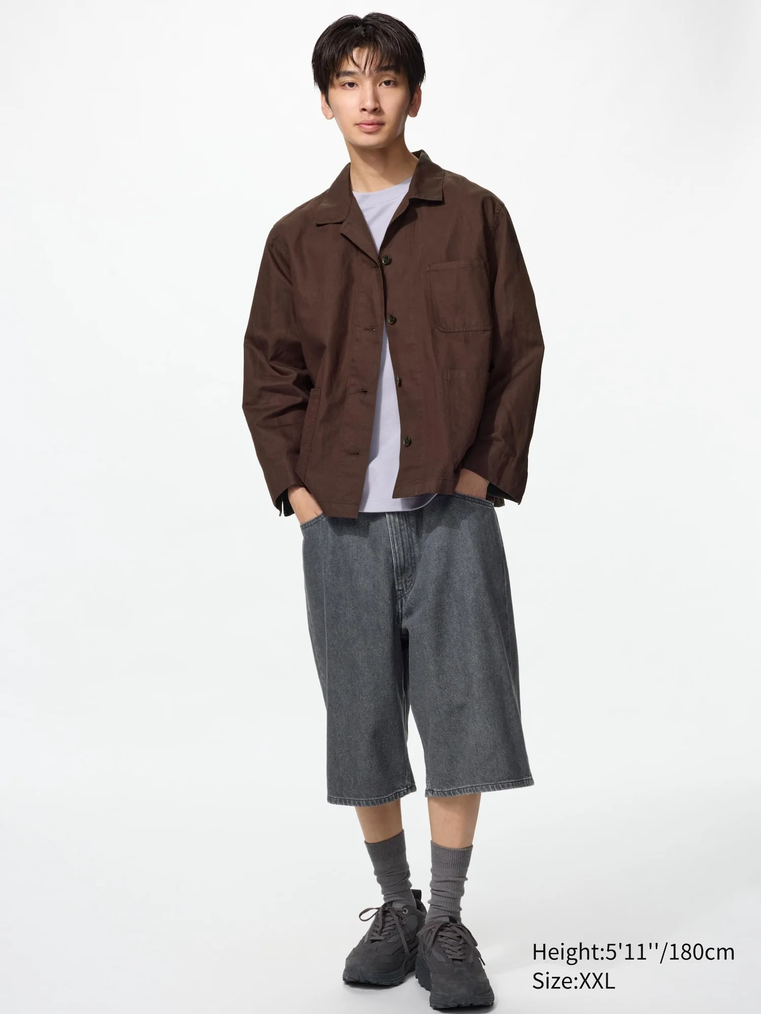картинка Куртка Uniqlo Linen Blend, 37 коричневый от магазина Одежда+
