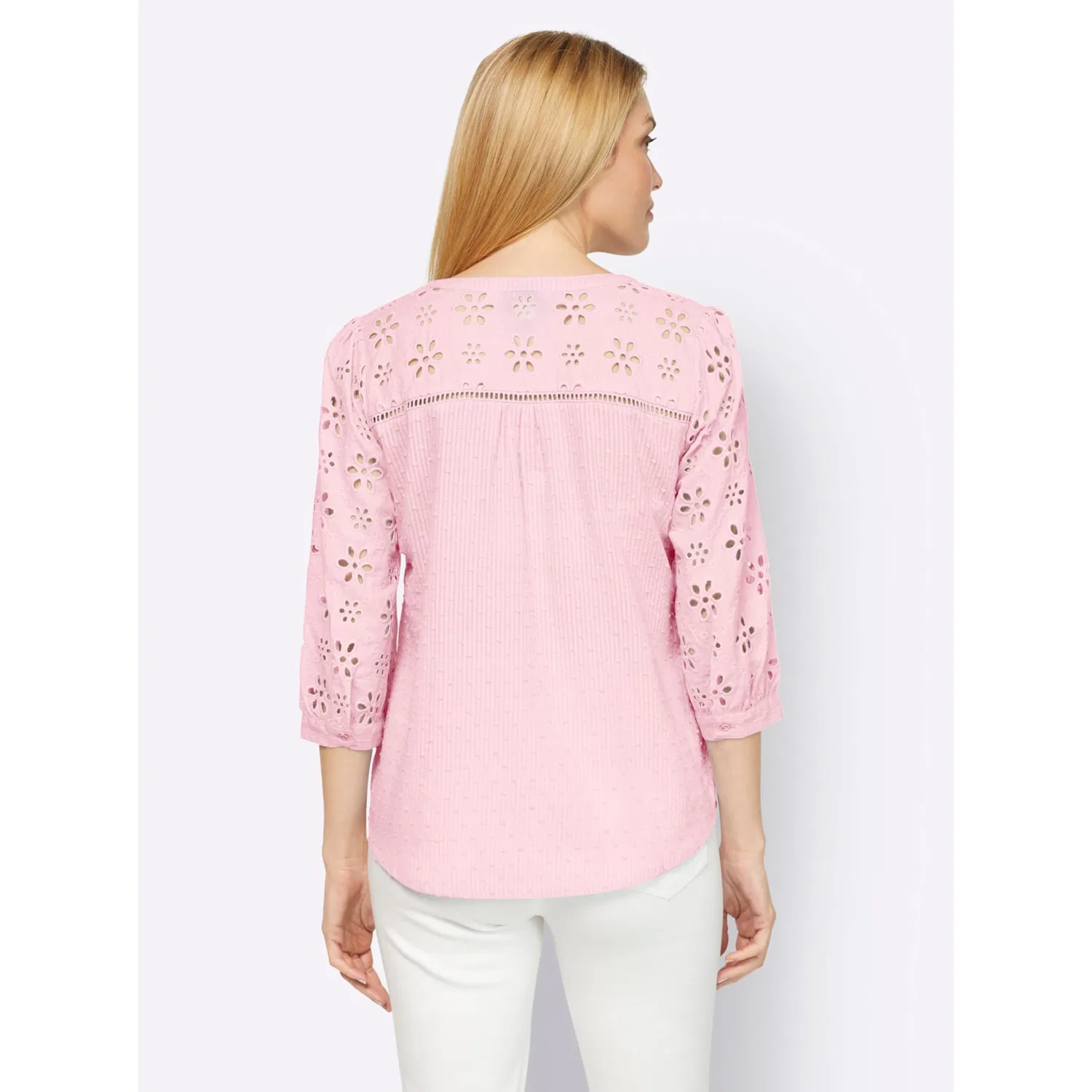 картинка Женская блузка с кружевной вышивкой heine, Light Pink от магазина Одежда+