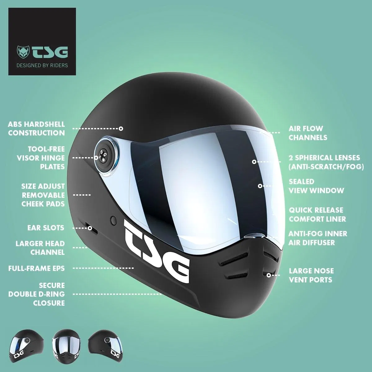 картинка Полнолицевой шлем для даунхилла TSG, Satin Black от магазина Одежда+