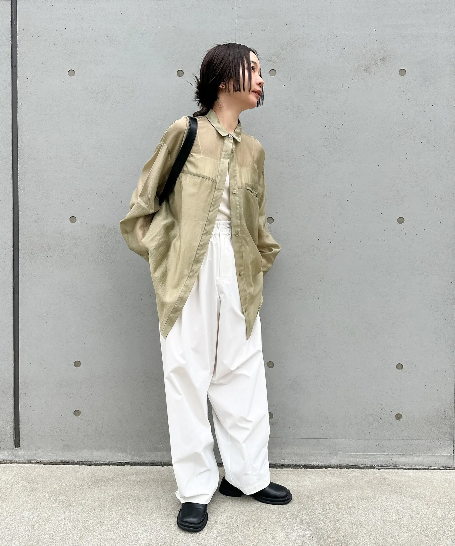 картинка Прозрачная рубашка оверсайз Select Moca, Khaki-03 от магазина Одежда+