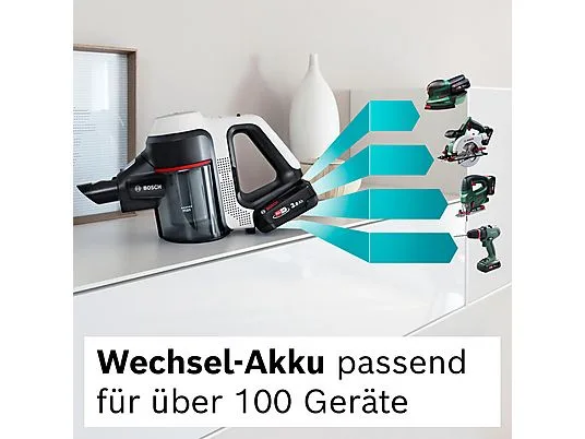 картинка Вертикальный пылесос Bosch BKS711MTB Unlimited 7, белый / серебристый от магазина Одежда+