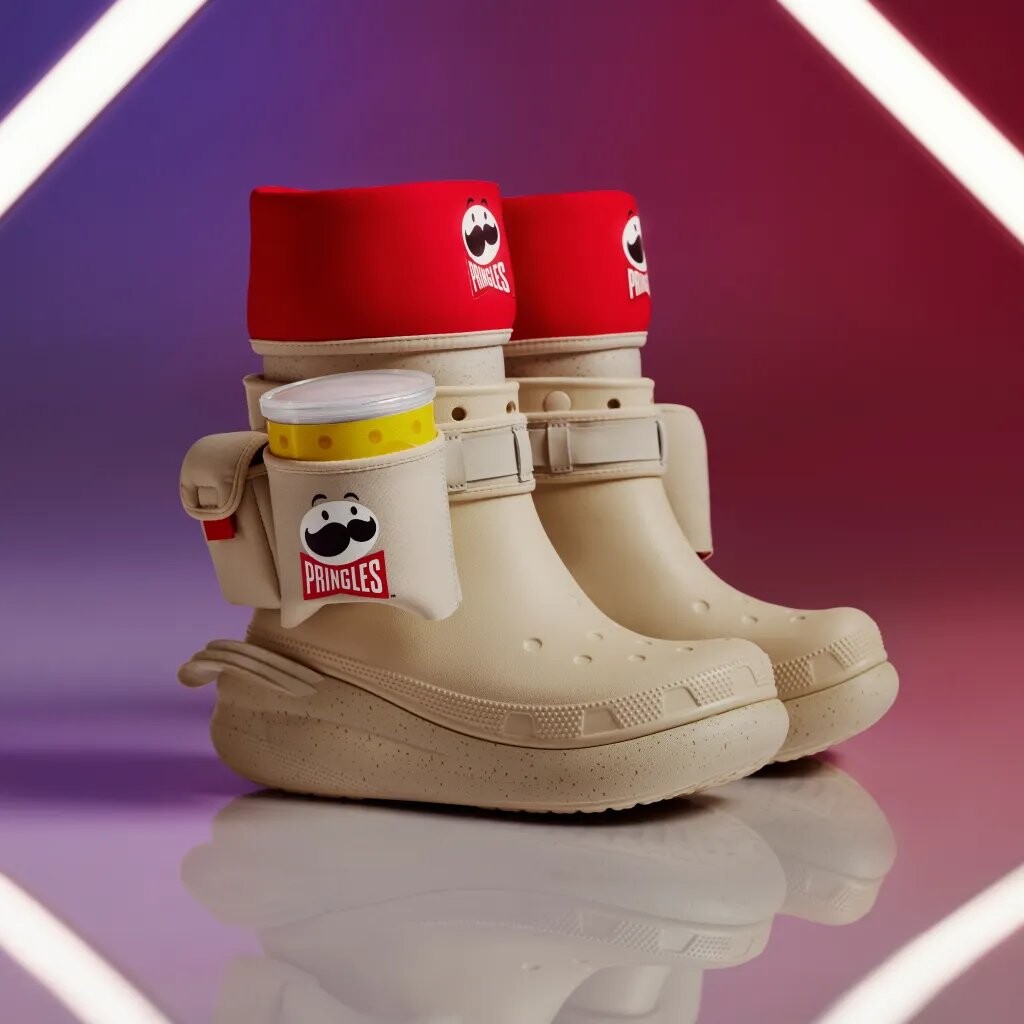 картинка Сапоги женские Crocs Classic x Pringles водонепроницаемые, кремовый от магазина Одежда+