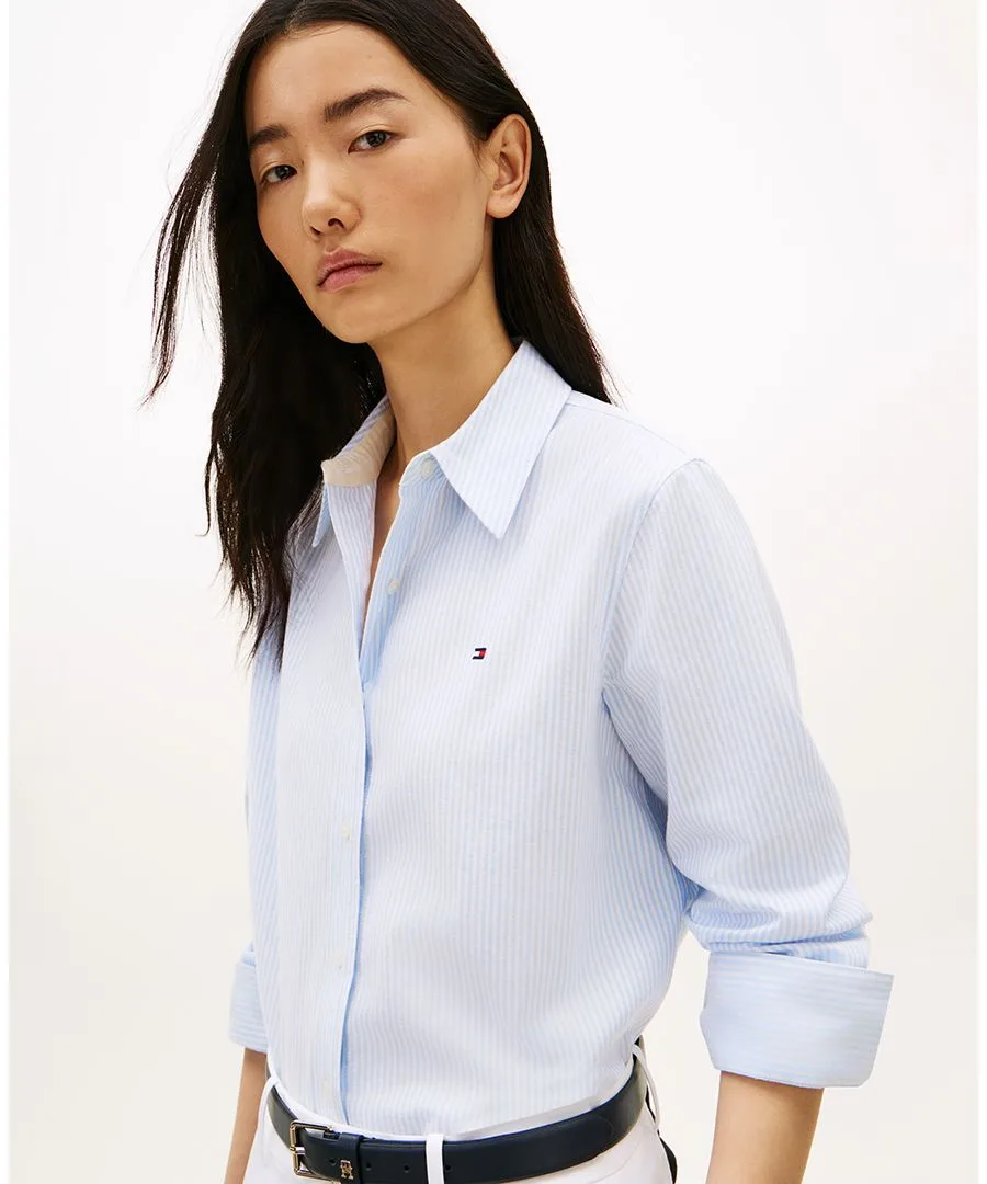 картинка Женская рубашка Оксфорд с длинными рукавами Tommy Hilfiger, синий от магазина Одежда+