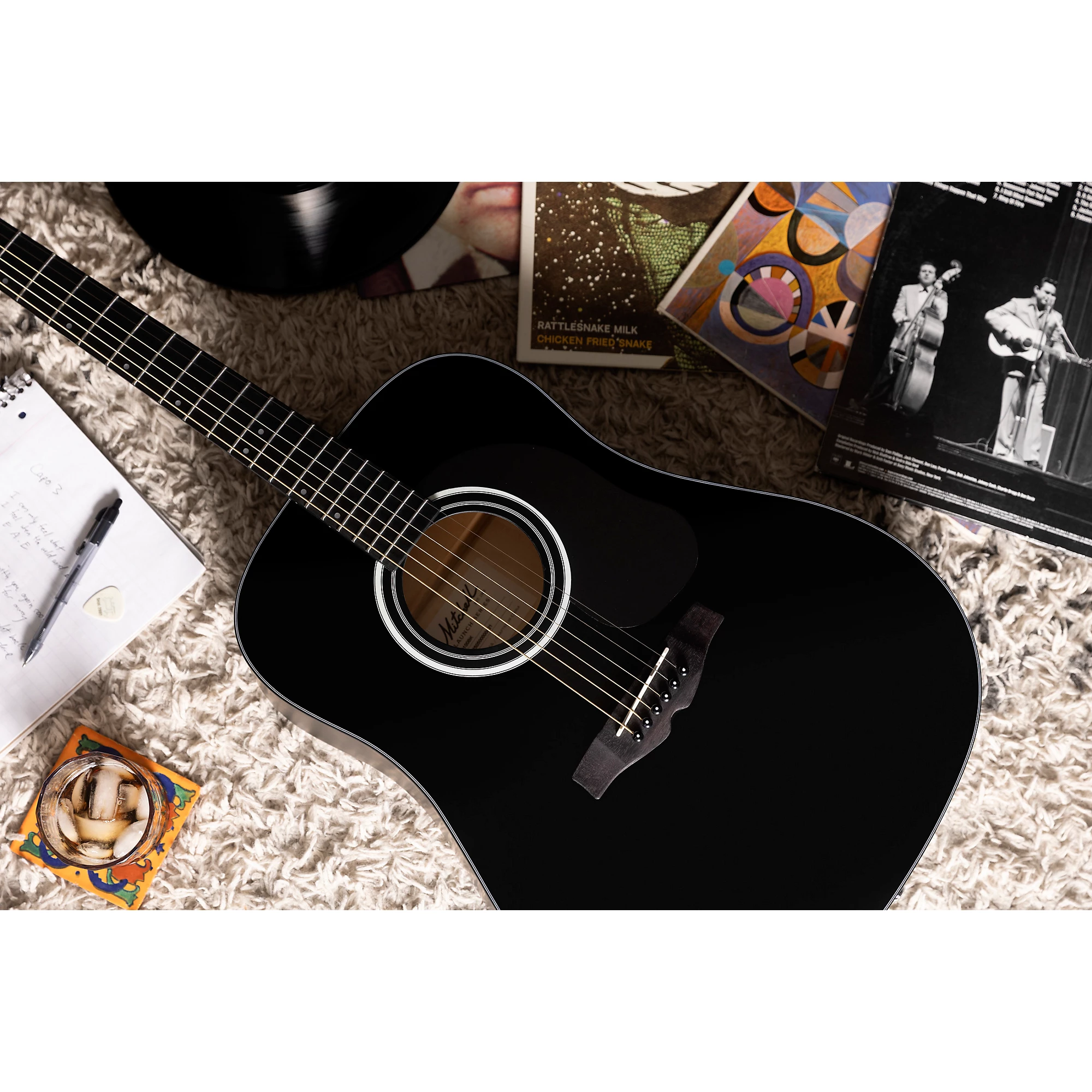 картинка Акустическая гитара Mitchell Launch D100 Dreadnought, черная от магазина Одежда+