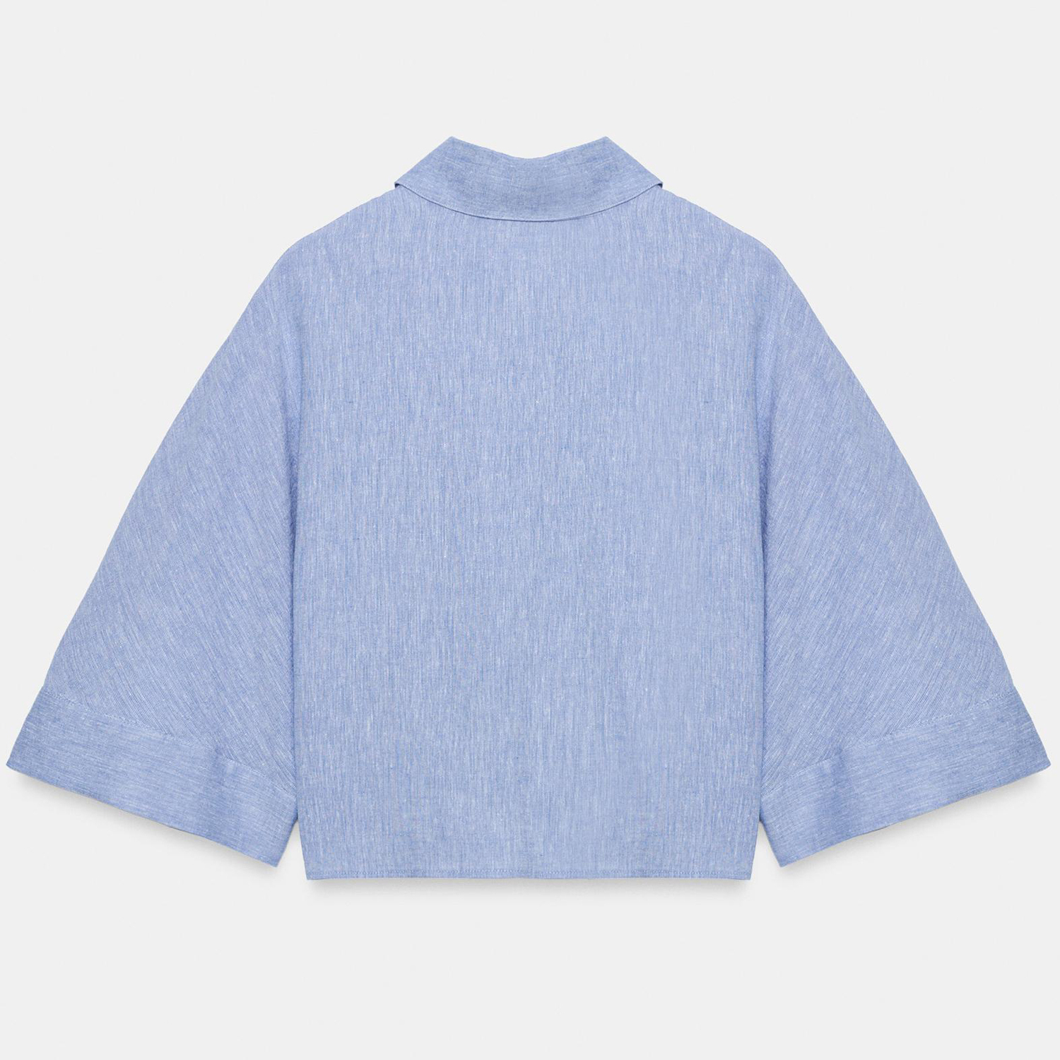 картинка Рубашка Zara Linen Blend With Knot, светло-синий от магазина Одежда+
