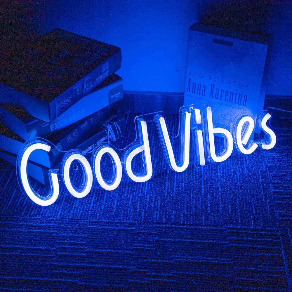 картинка Светодиодная неоновая вывеска Good Vibes Rosikey, 13x50 см от магазина Одежда+